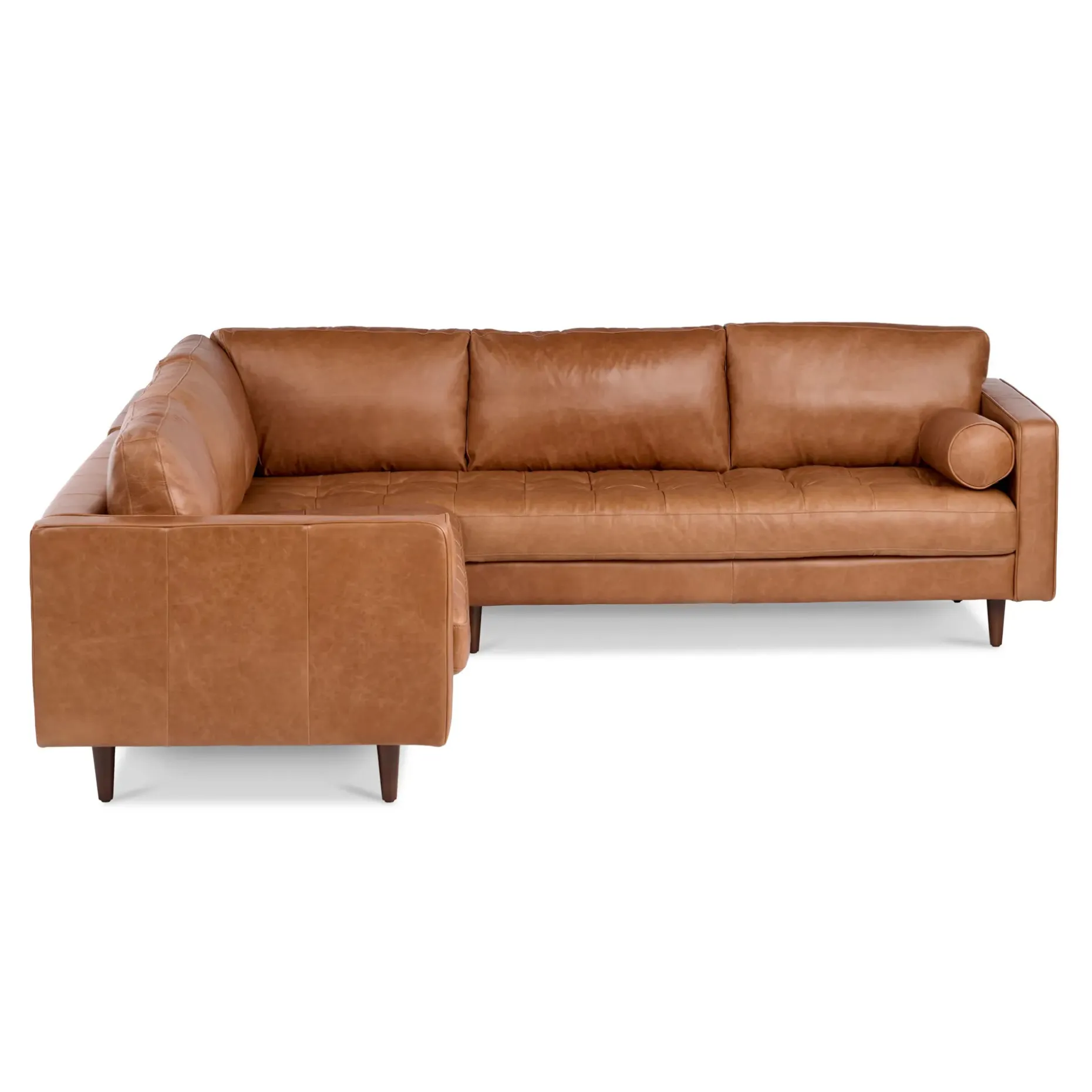 Sven 107" Tufted Leather Corner Sectional - Salerno Tan