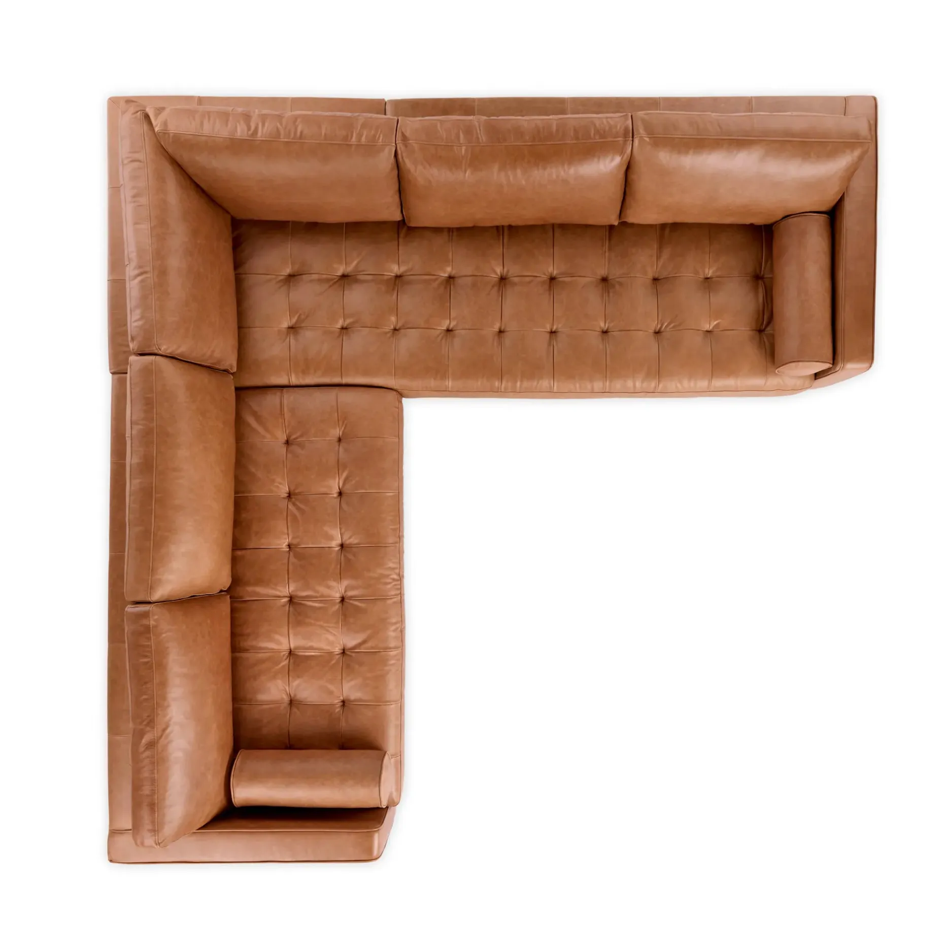 Sven 107" Tufted Leather Corner Sectional - Salerno Tan
