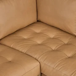 Sven 91" Tufted Leather Corner Sectional - Charme Tan