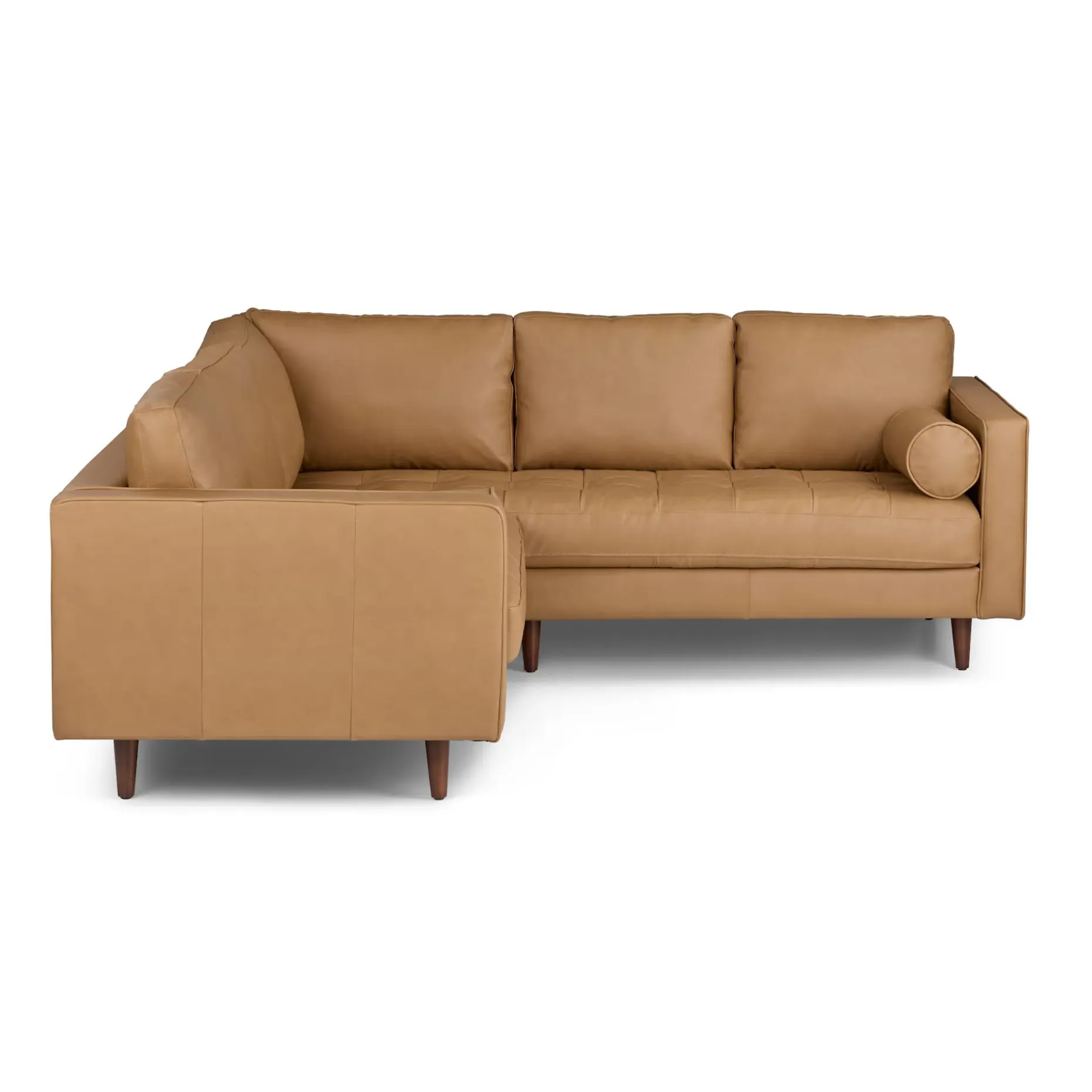 Sven 91" Tufted Leather Corner Sectional - Charme Tan