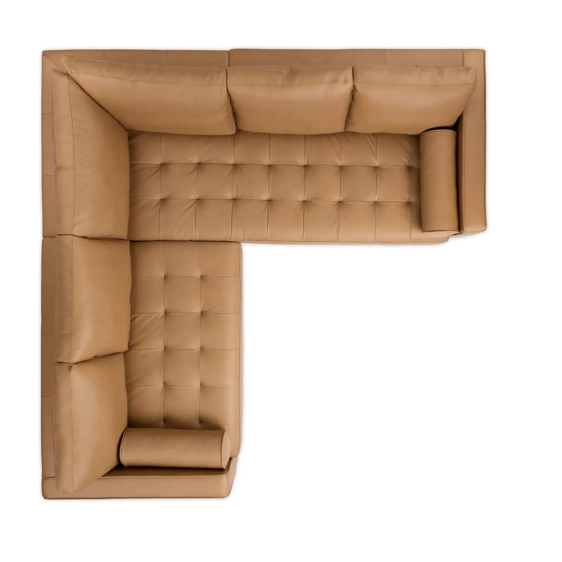 Sven 91" Tufted Leather Corner Sectional - Charme Tan