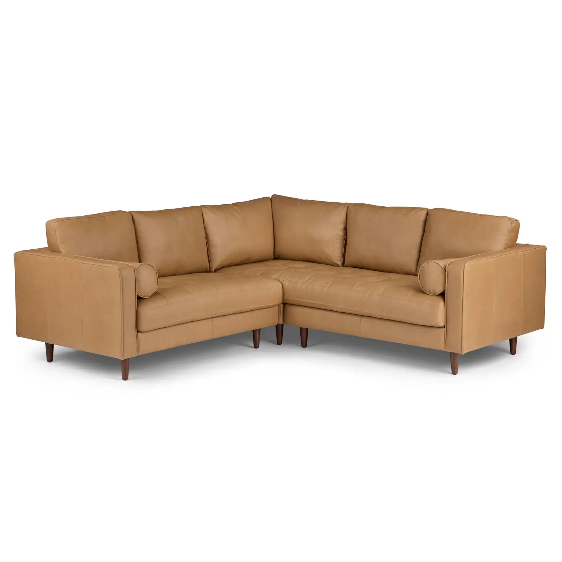 Sven 91" Tufted Leather Corner Sectional - Charme Tan