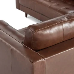 Sven 91" Tufted Leather Corner Sectional - Taos Brown