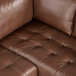 Sven 91" Tufted Leather Corner Sectional - Taos Brown