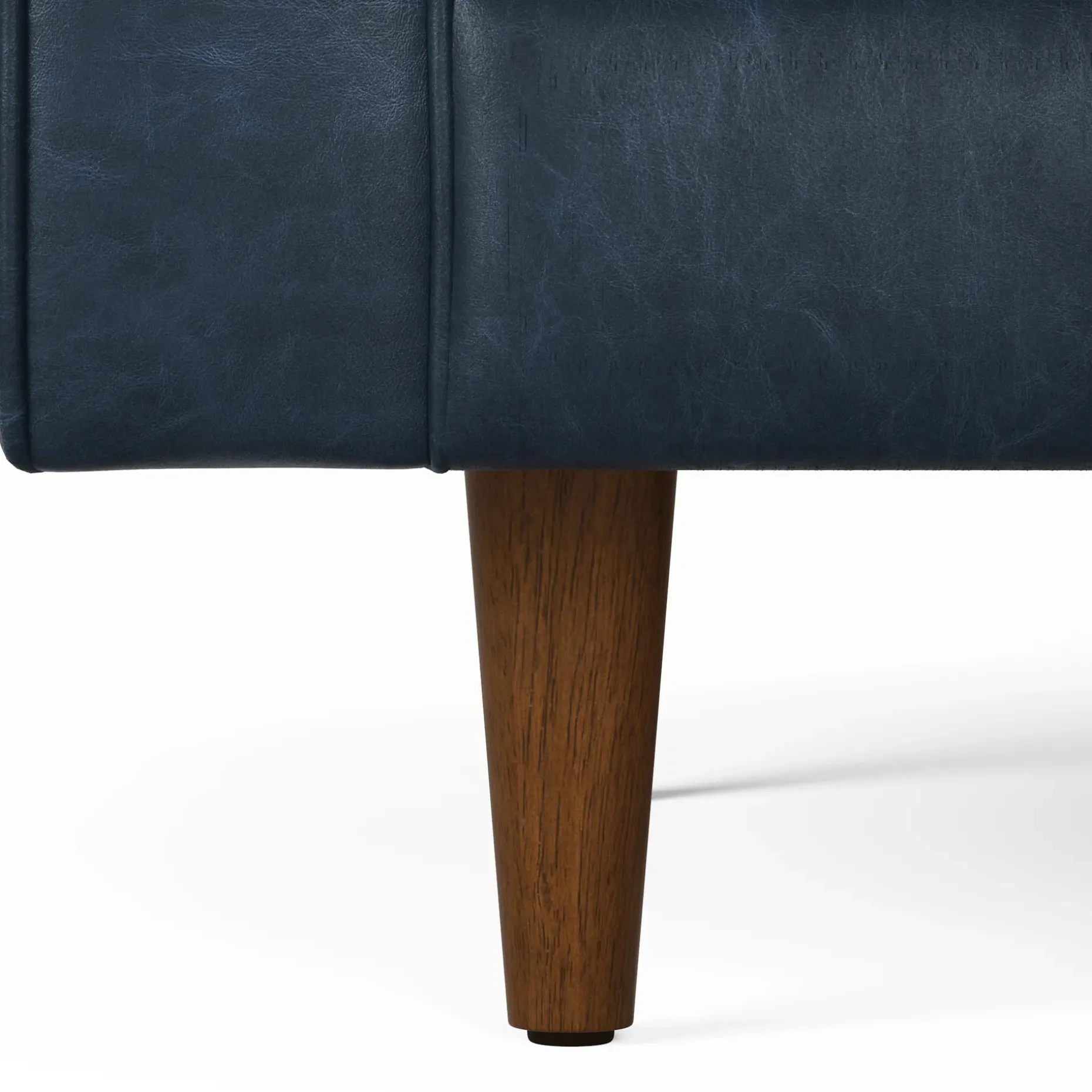 Sven 91" Tufted Leather Corner Sectional - Oxford Blue
