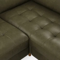 Sven 91" Tufted Leather Corner Sectional - Charme Green