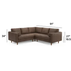 Sven 91" Tufted Leather Corner Sectional - Charme Chocolat