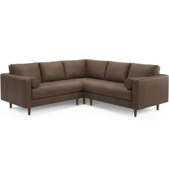 Sven 91" Tufted Leather Corner Sectional - Charme Chocolat
