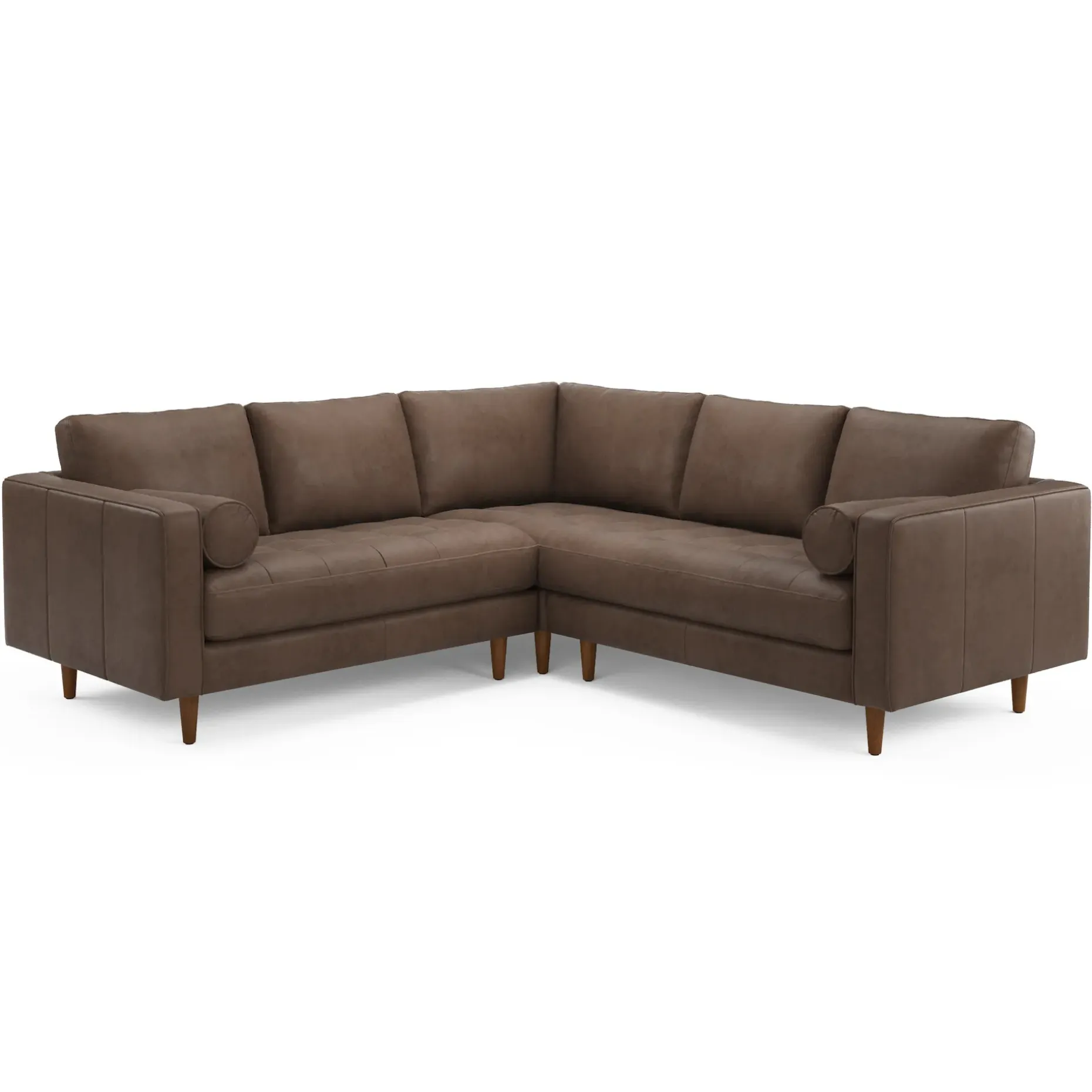 Sven 91" Tufted Leather Corner Sectional - Charme Chocolat