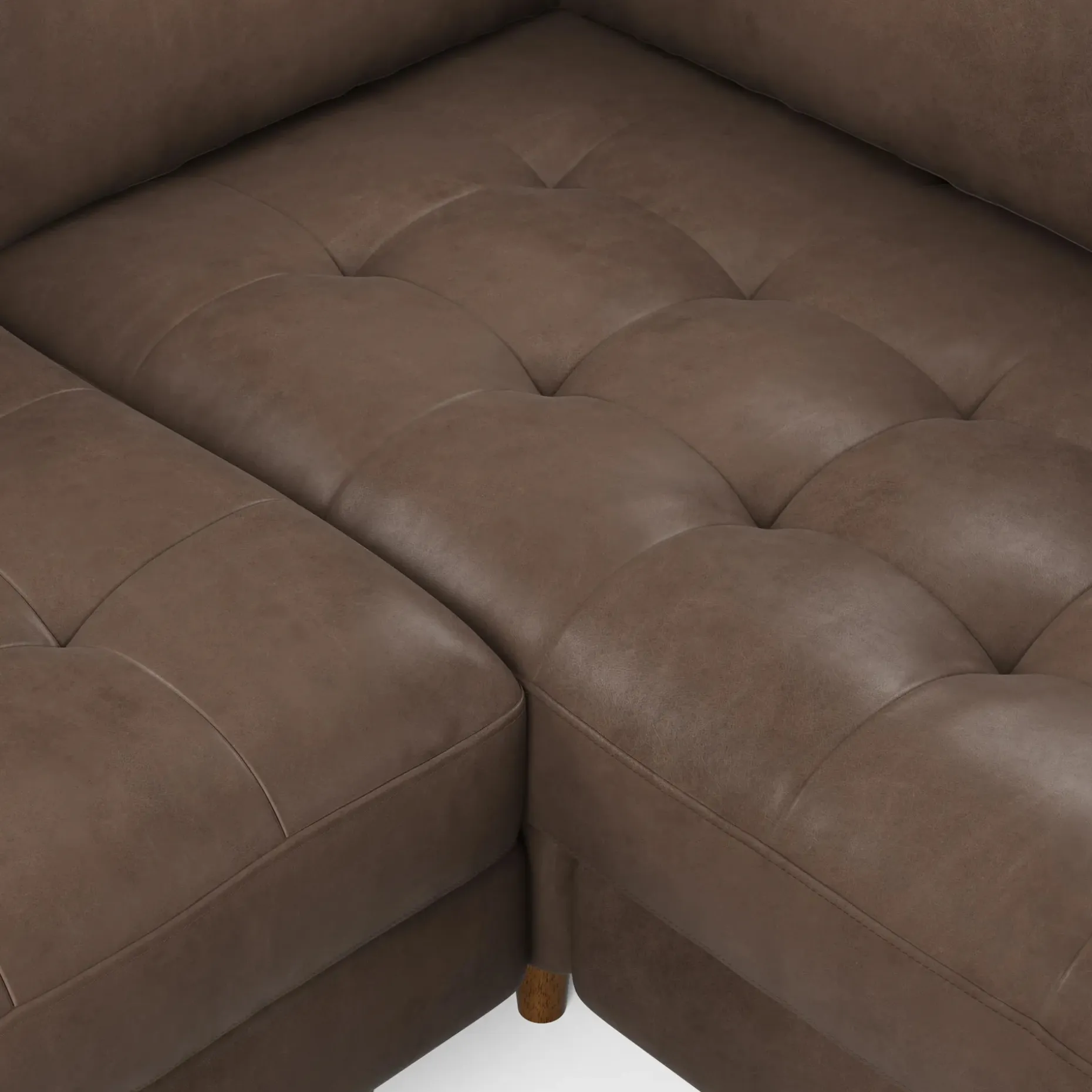 Sven 91" Tufted Leather Corner Sectional - Charme Chocolat