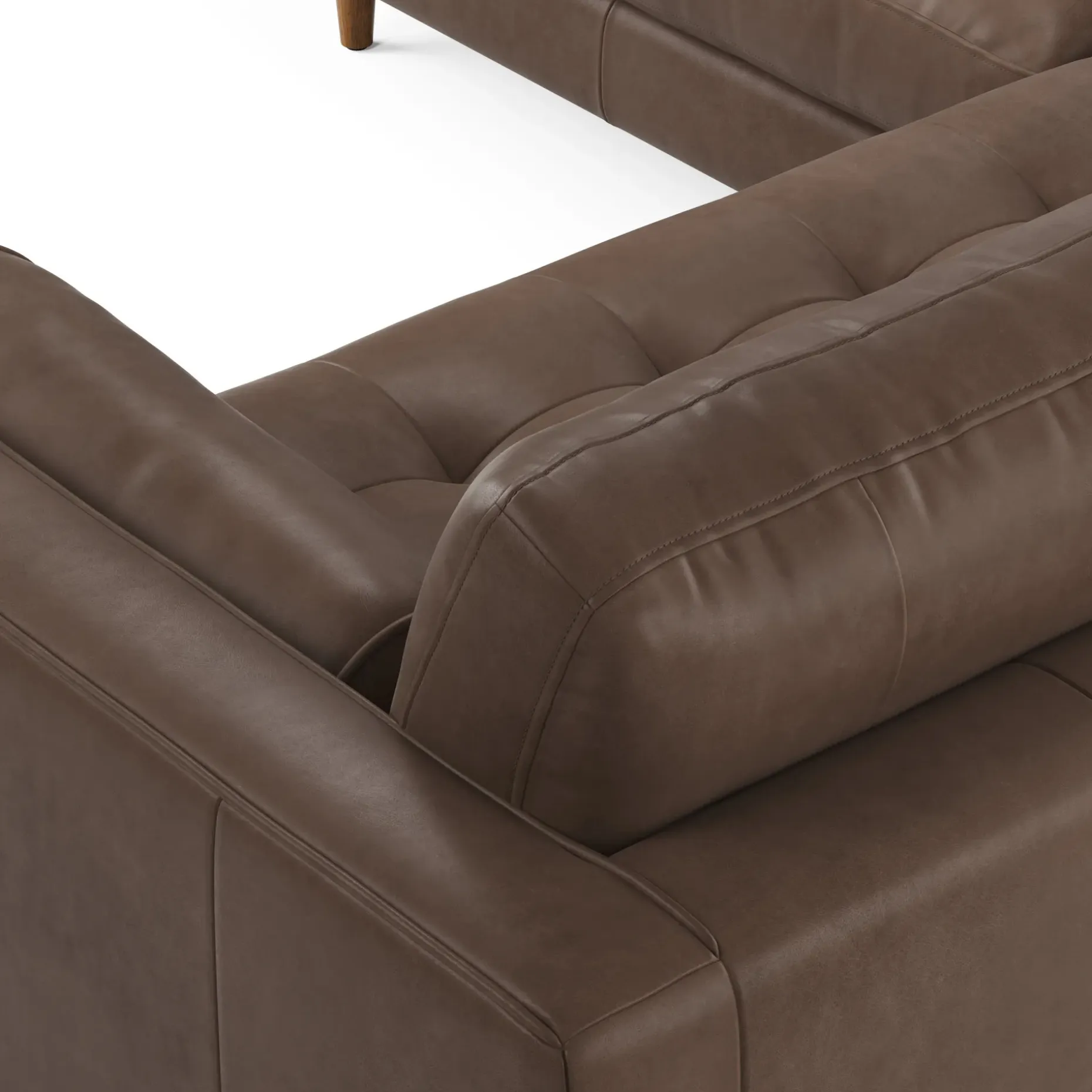 Sven 91" Tufted Leather Corner Sectional - Charme Chocolat