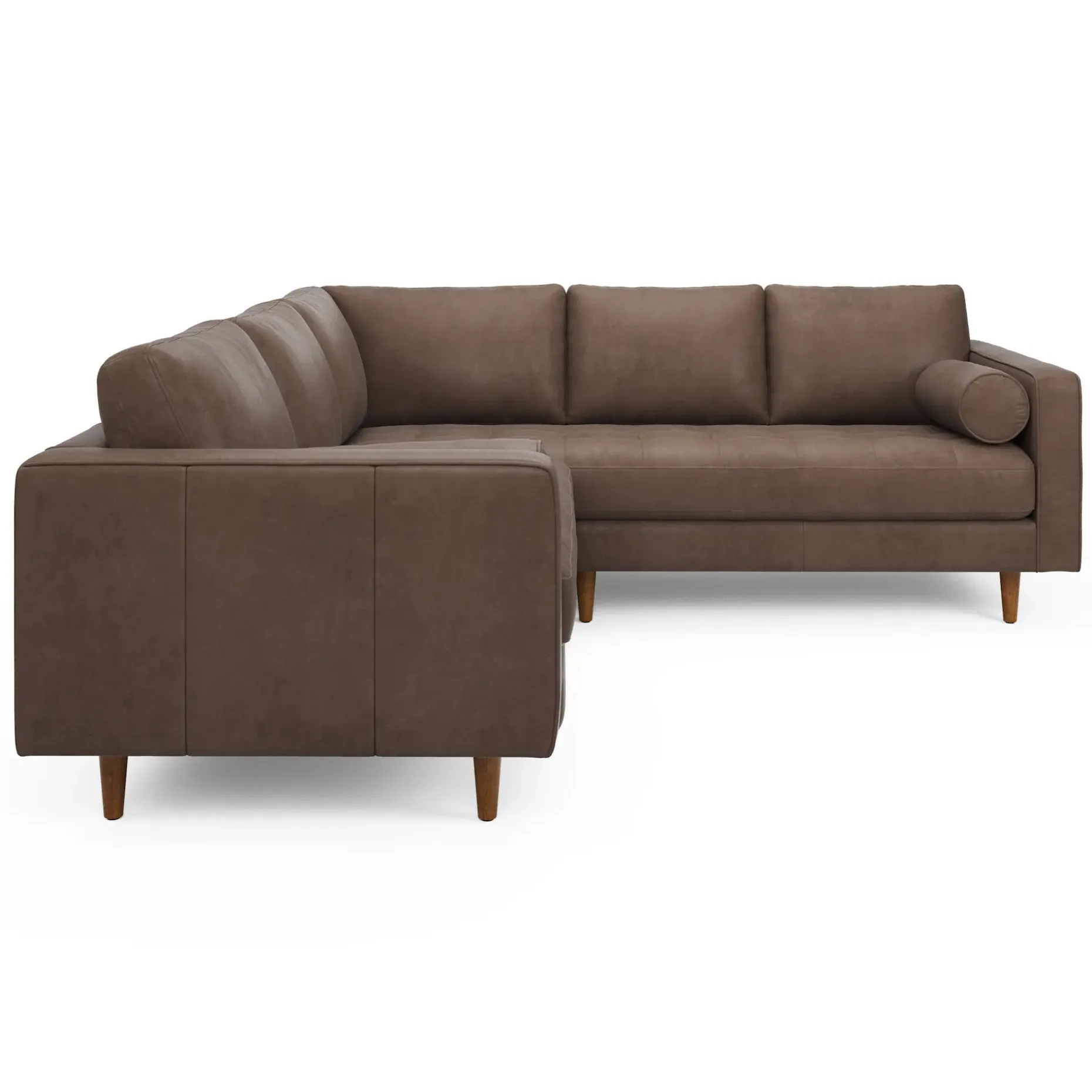 Sven 91" Tufted Leather Corner Sectional - Charme Chocolat