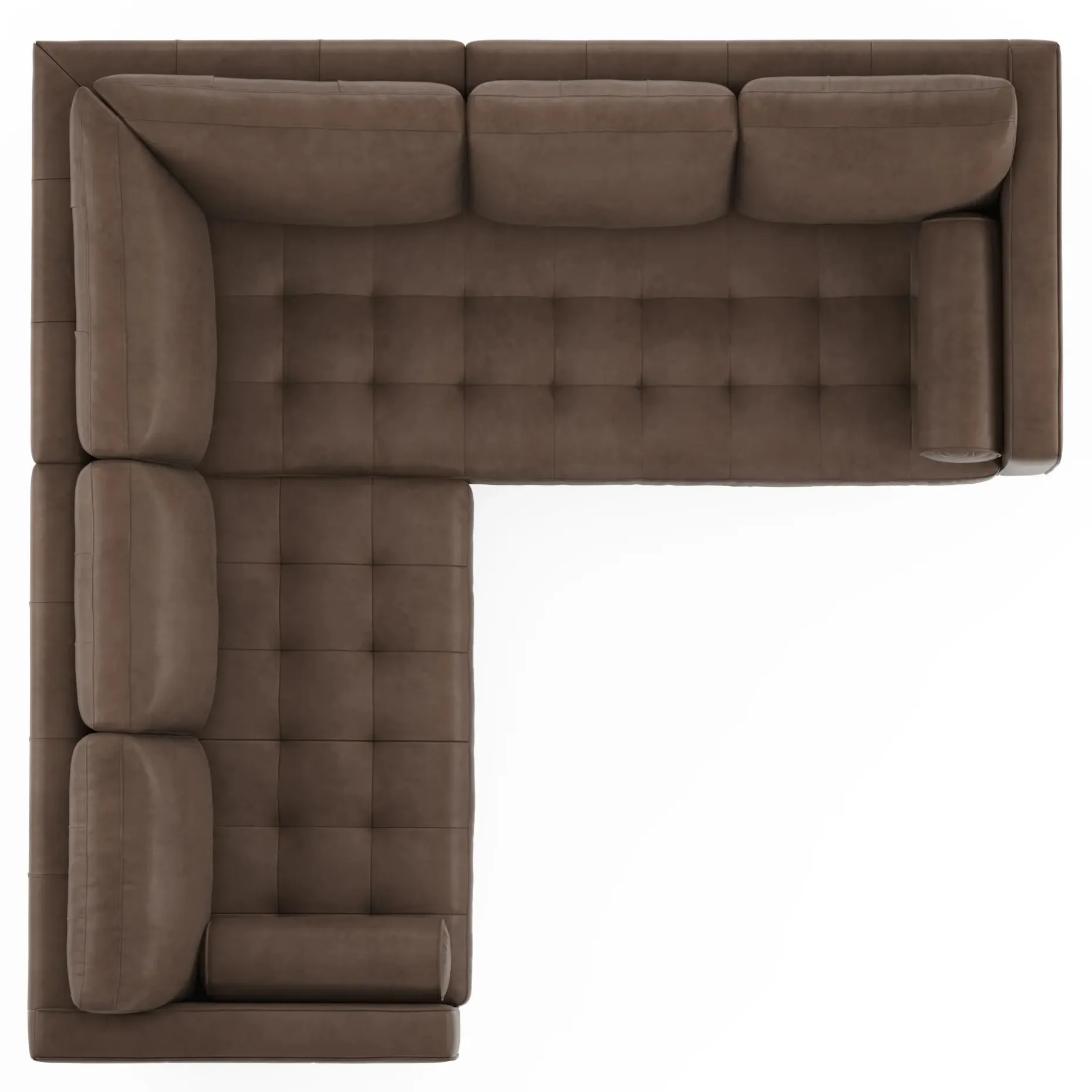 Sven 91" Tufted Leather Corner Sectional - Charme Chocolat