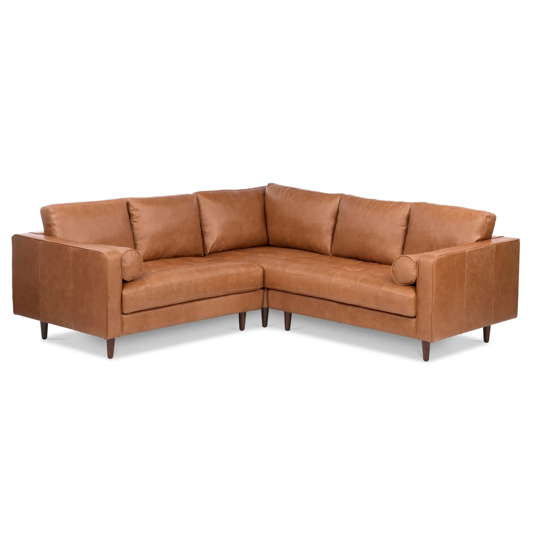 Sven 91" Tufted Leather Corner Sectional - Salerno Tan