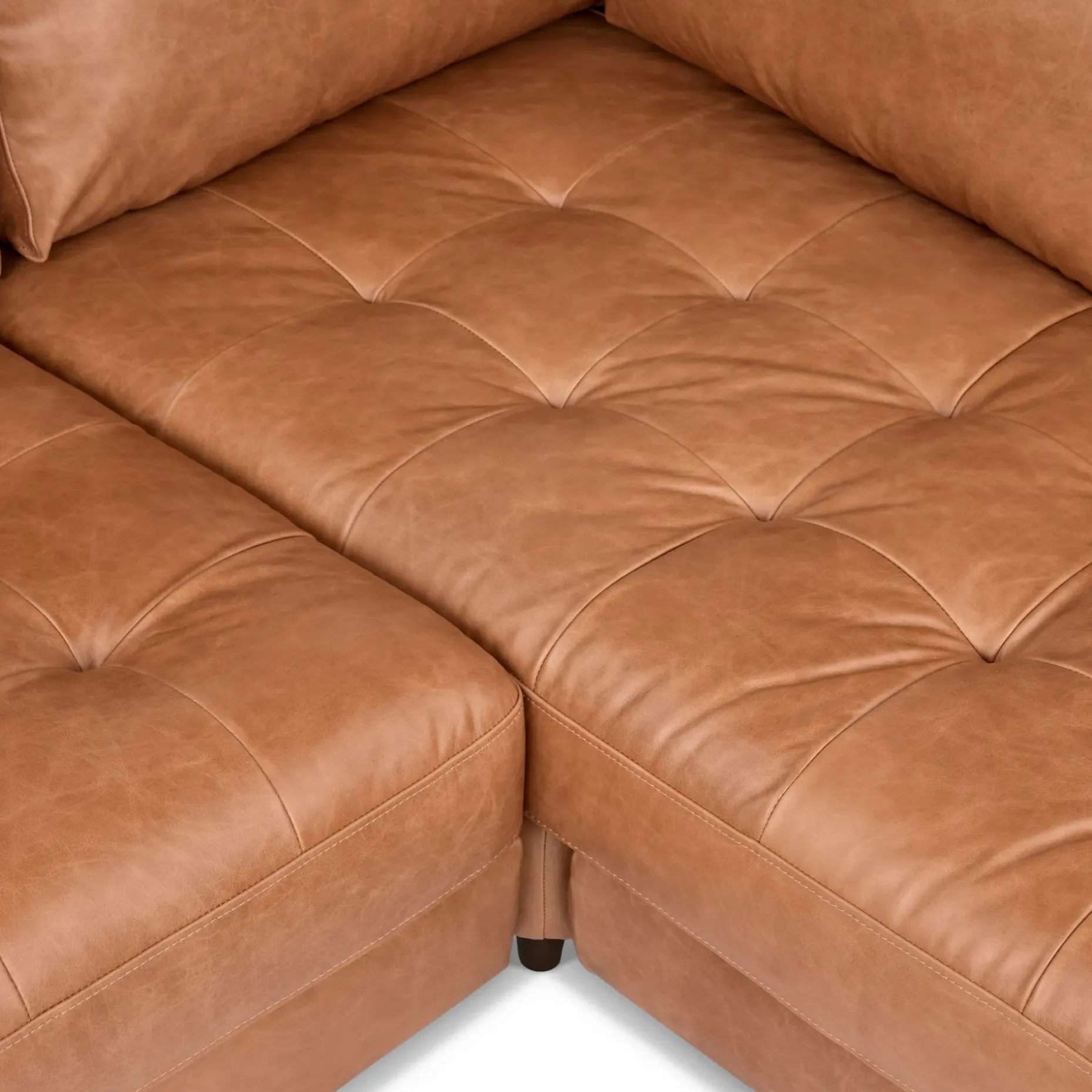 Sven 91" Tufted Leather Corner Sectional - Salerno Tan