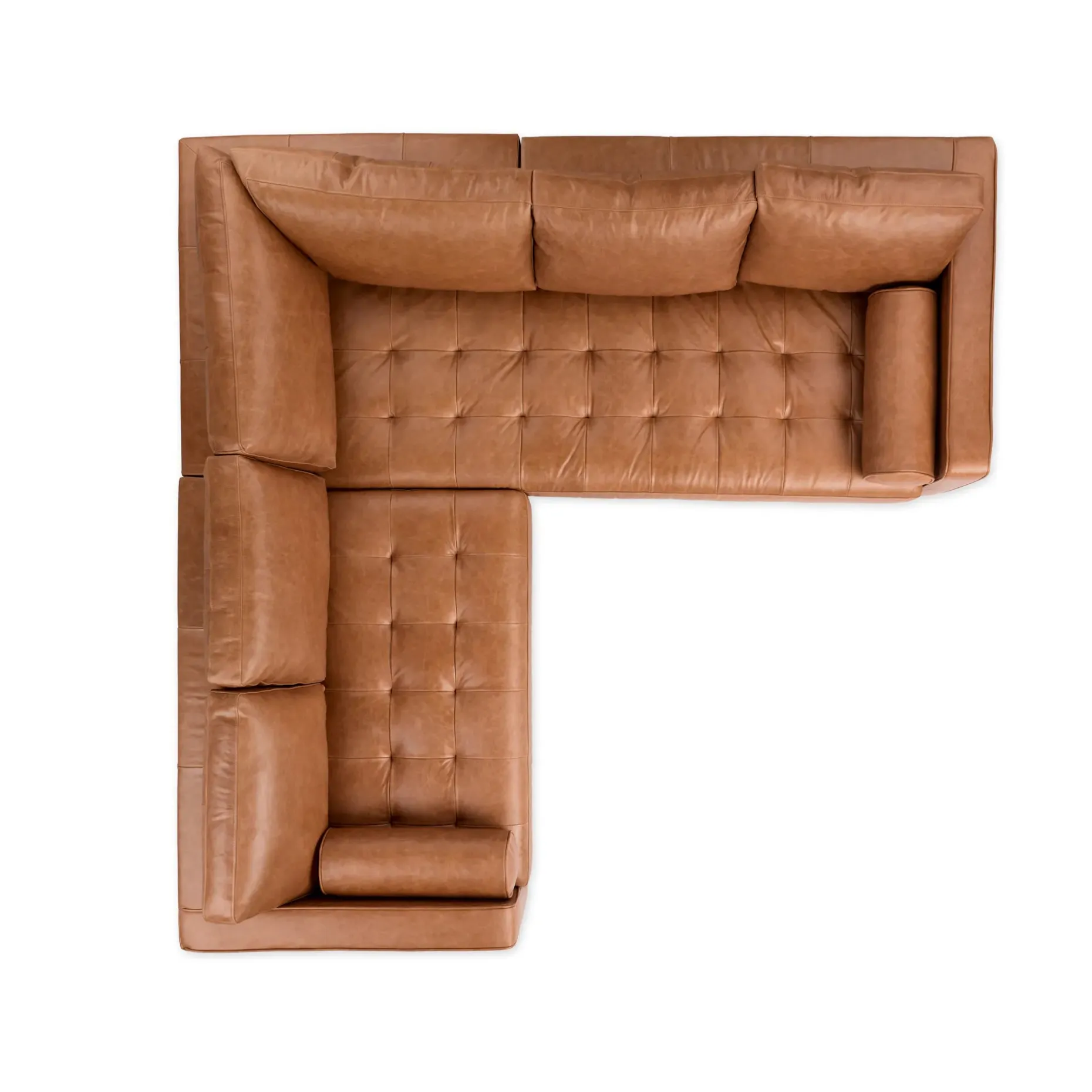 Sven 91" Tufted Leather Corner Sectional - Salerno Tan