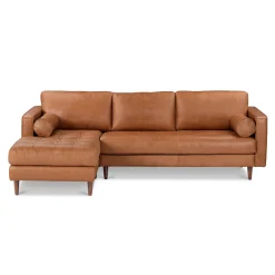 Sven 100" Tufted Leather Left Sectional - Salerno Tan