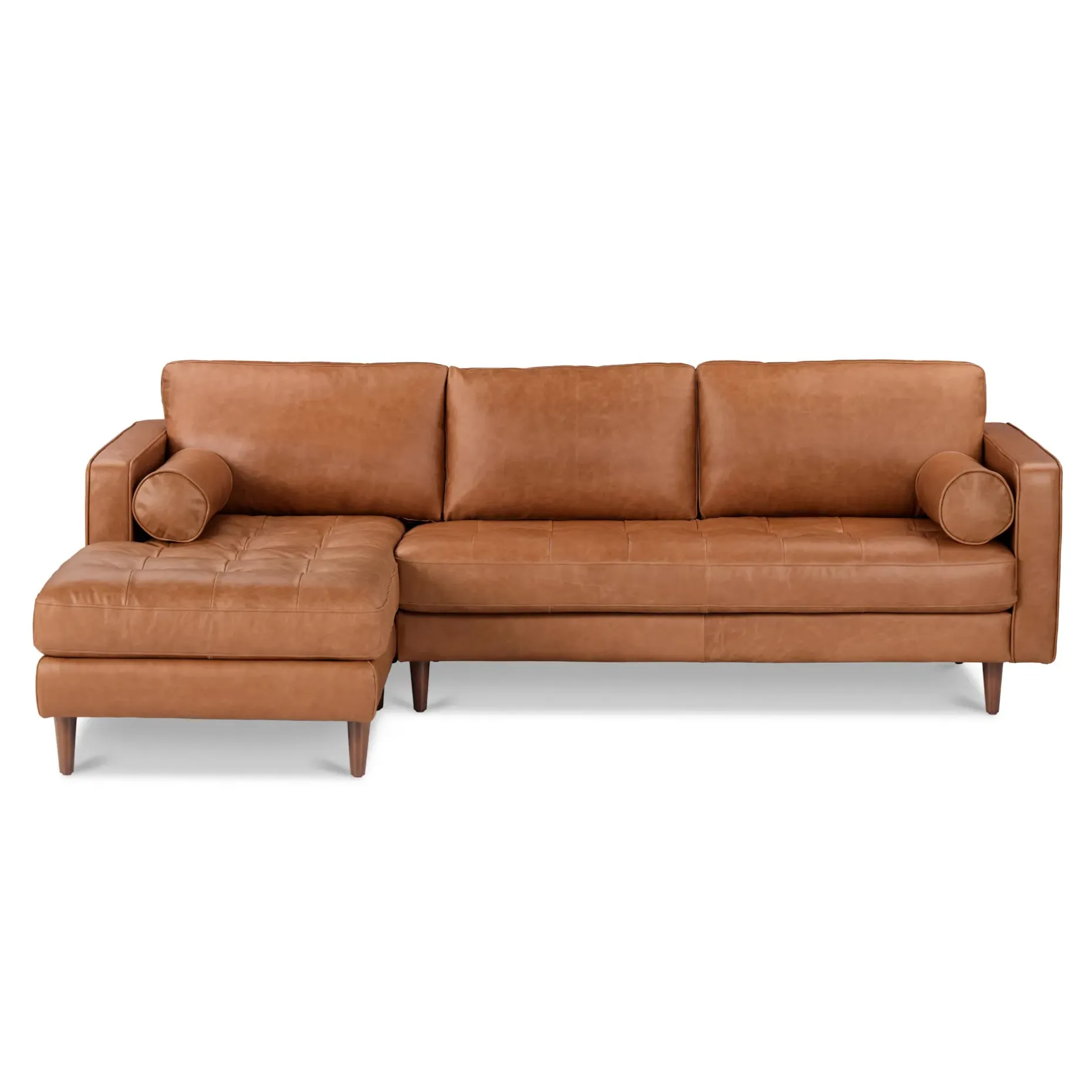Sven 100" Tufted Leather Left Sectional - Salerno Tan