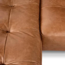 Sven 100" Tufted Leather Left Sectional - Salerno Tan