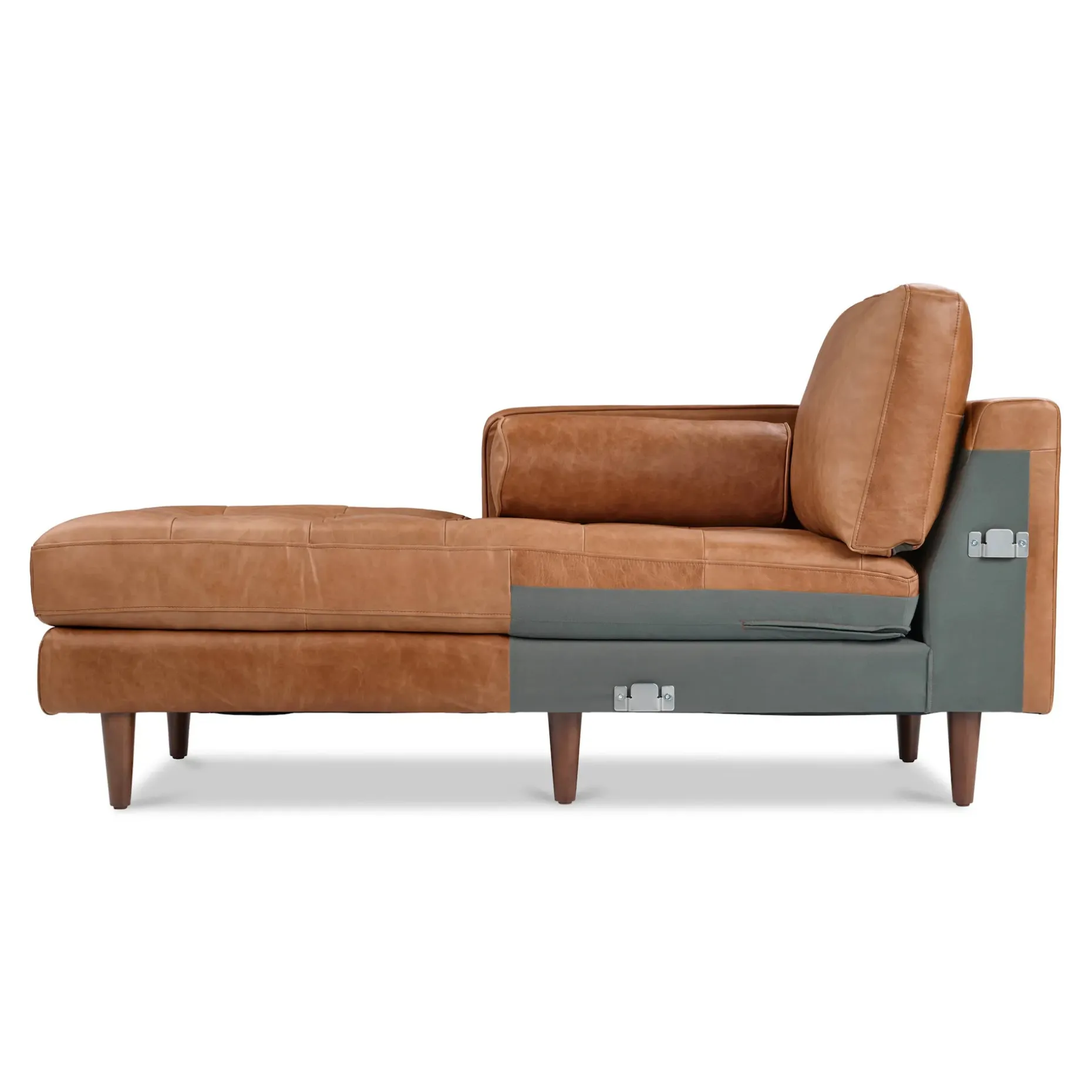 Sven 100" Tufted Leather Left Sectional - Salerno Tan