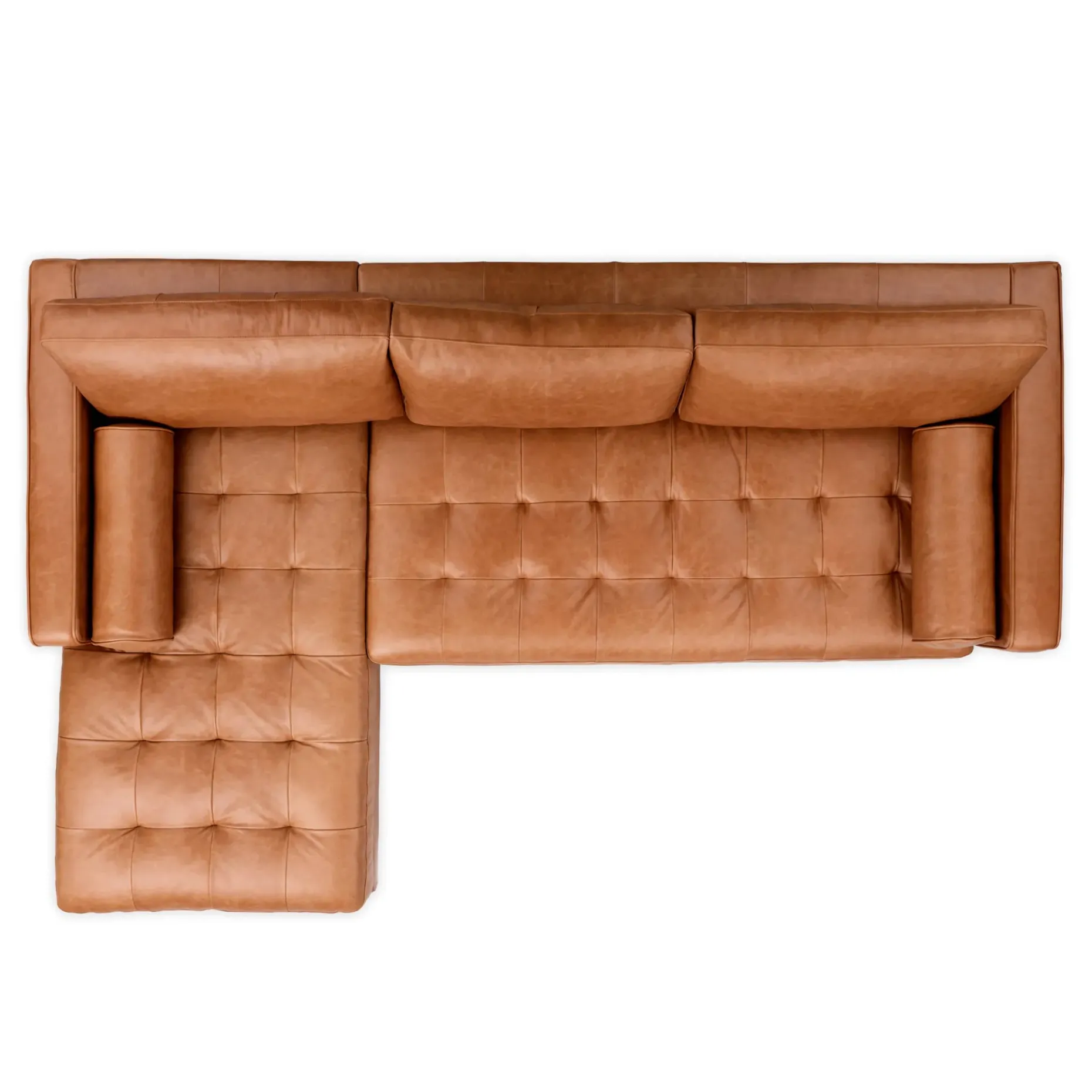 Sven 100" Tufted Leather Left Sectional - Salerno Tan