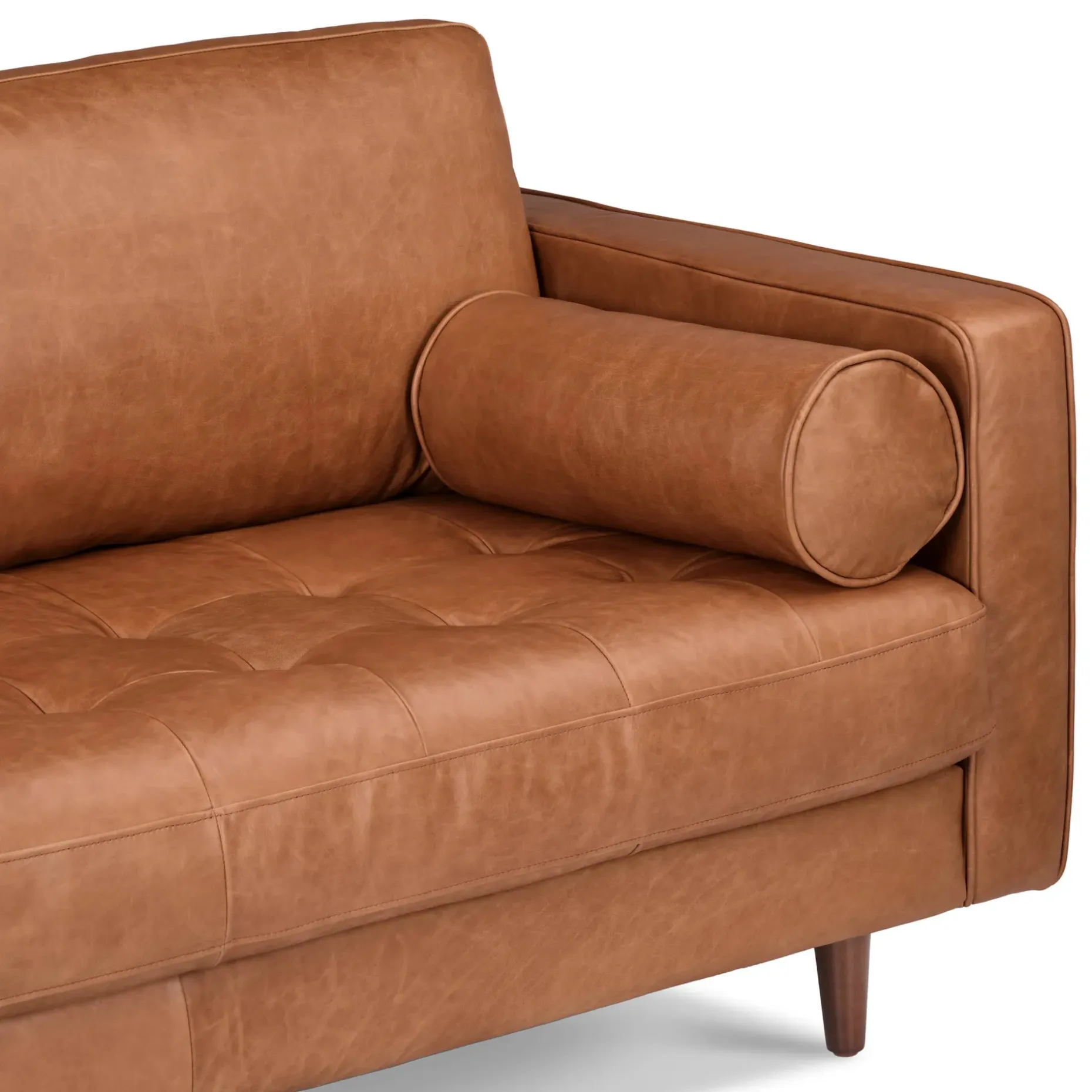Sven 100" Tufted Leather Left Sectional - Salerno Tan