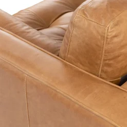 Sven 100" Tufted Leather Left Sectional - Charme Tan