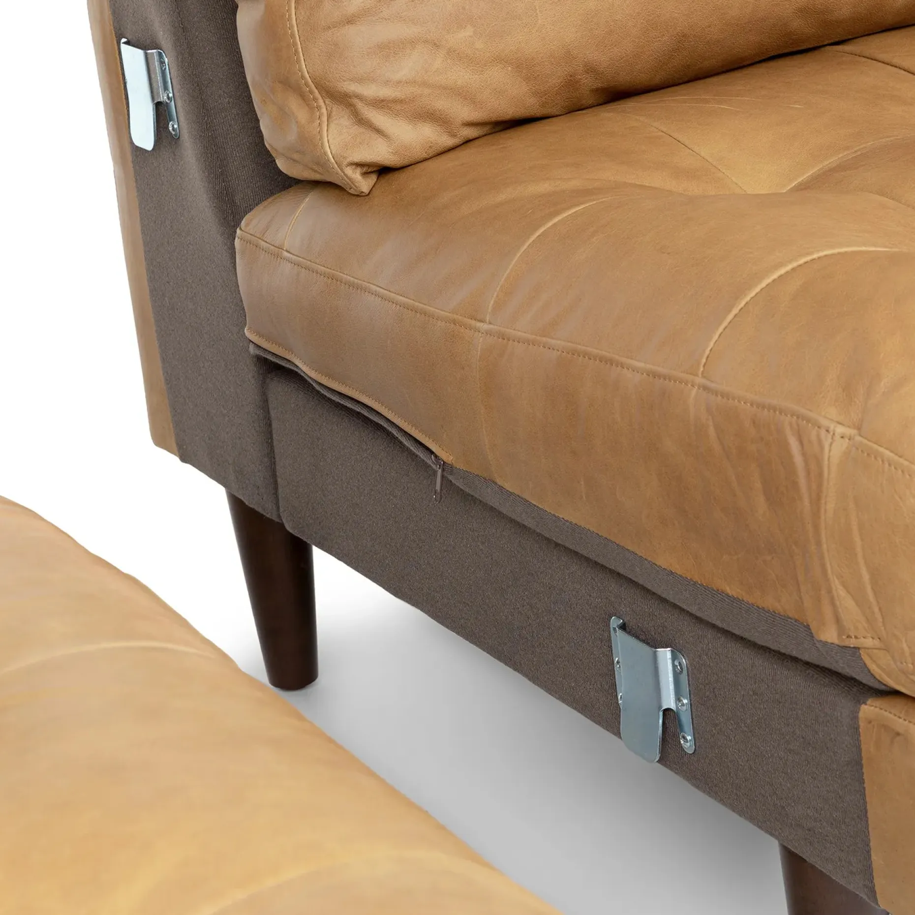 Sven 100" Tufted Leather Left Sectional - Charme Tan