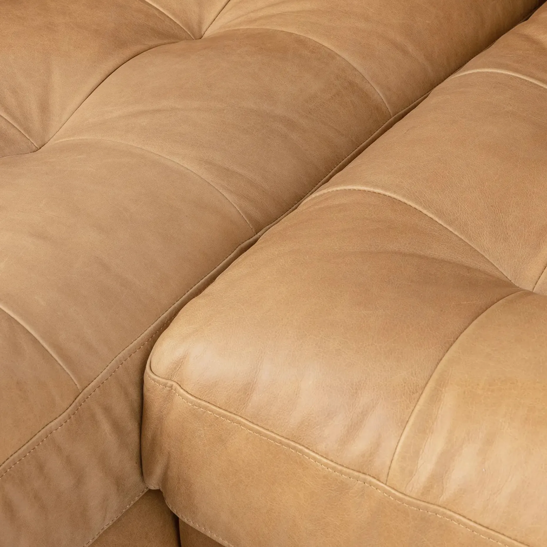 Sven 100" Tufted Leather Left Sectional - Charme Tan