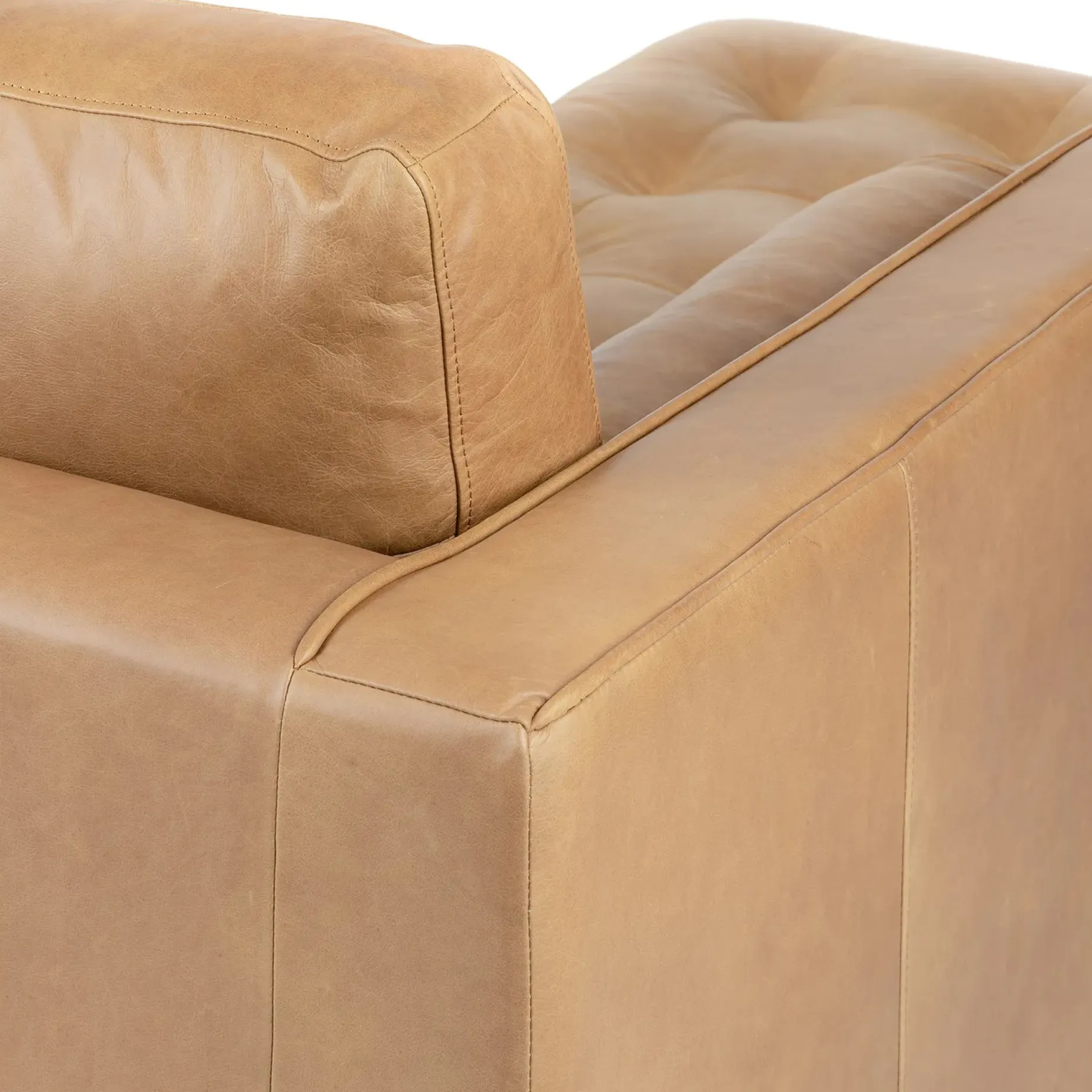 Sven 100" Tufted Leather Left Sectional - Charme Tan