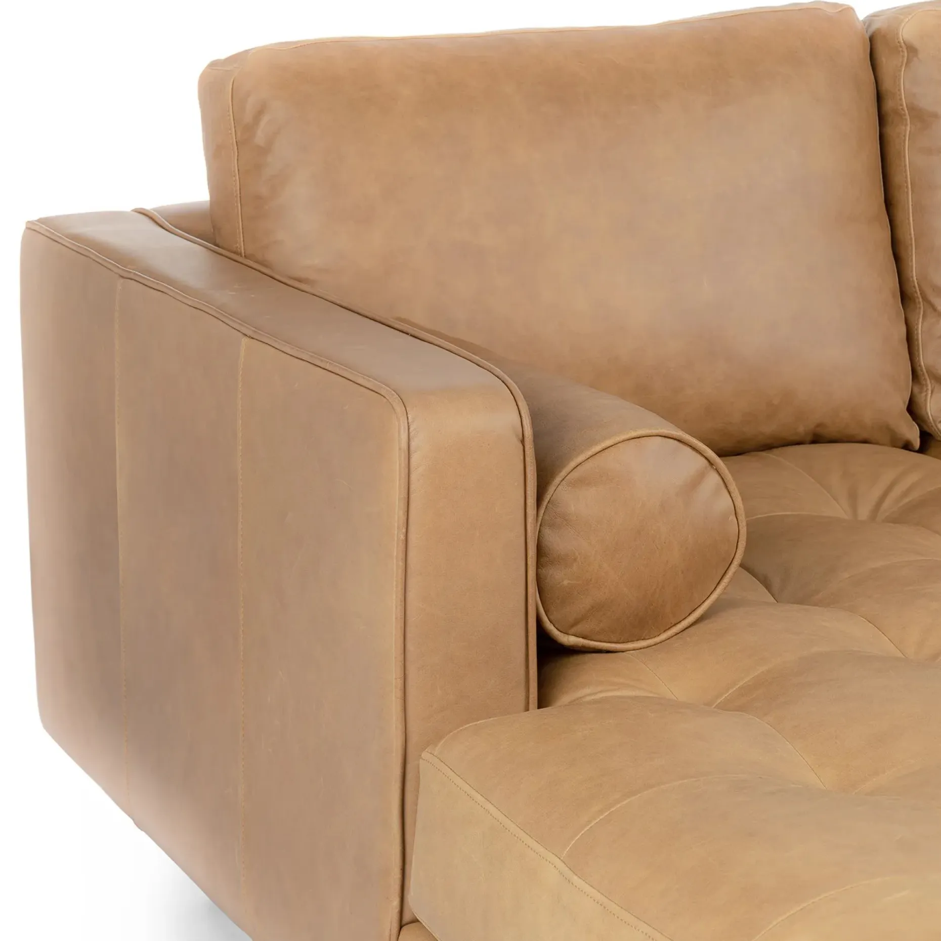 Sven 100" Tufted Leather Left Sectional - Charme Tan