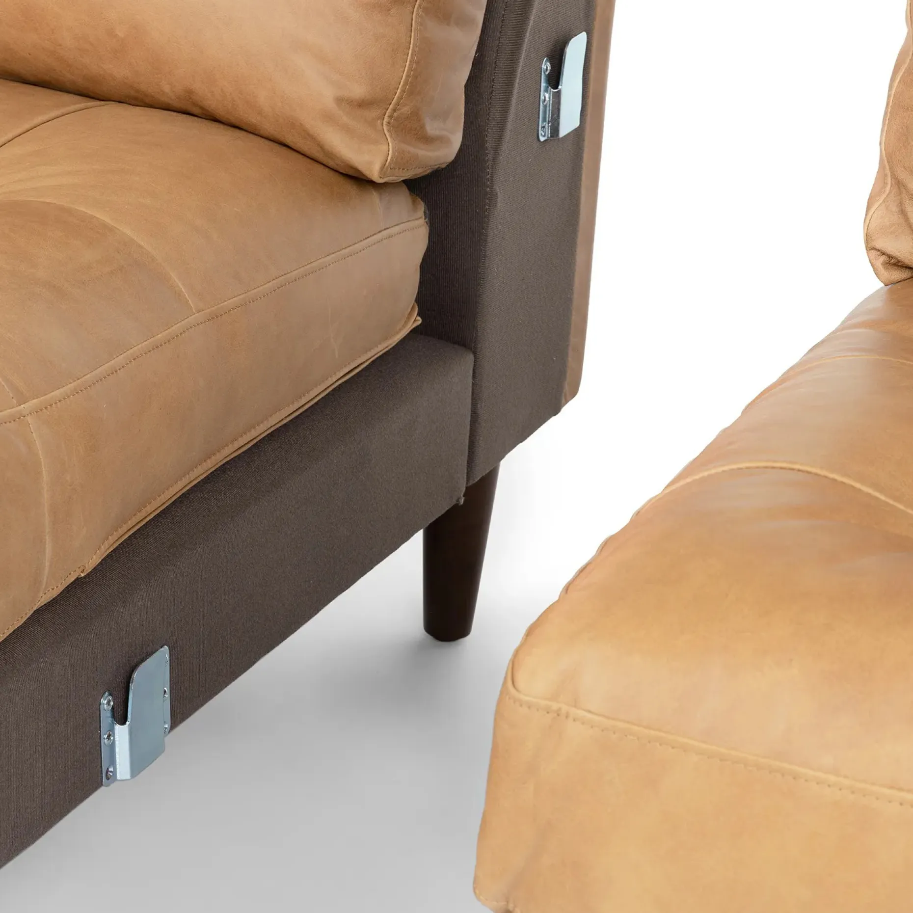 Sven 100" Tufted Leather Left Sectional - Charme Tan