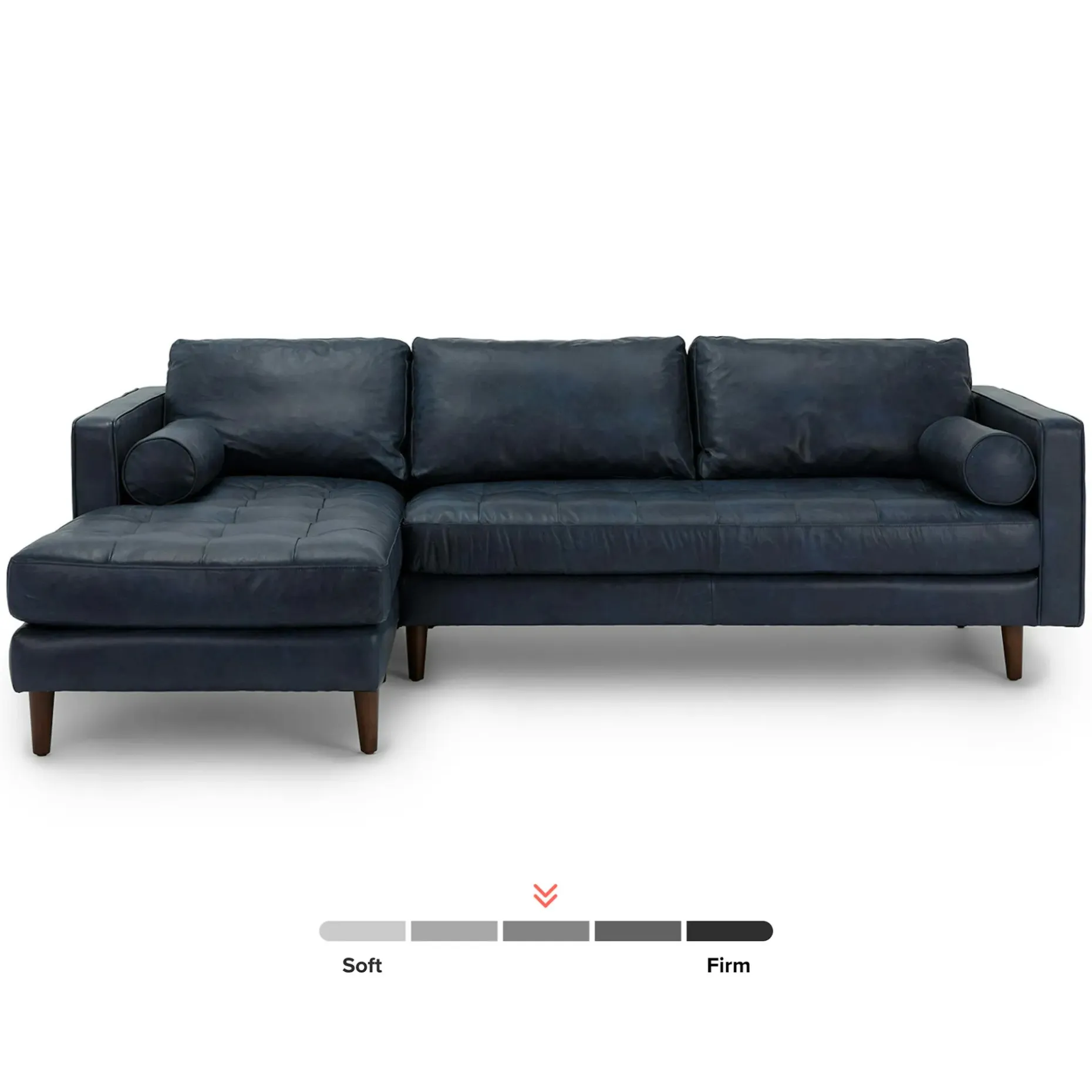 Sven 100" Tufted Leather Left Sectional - Oxford Blue