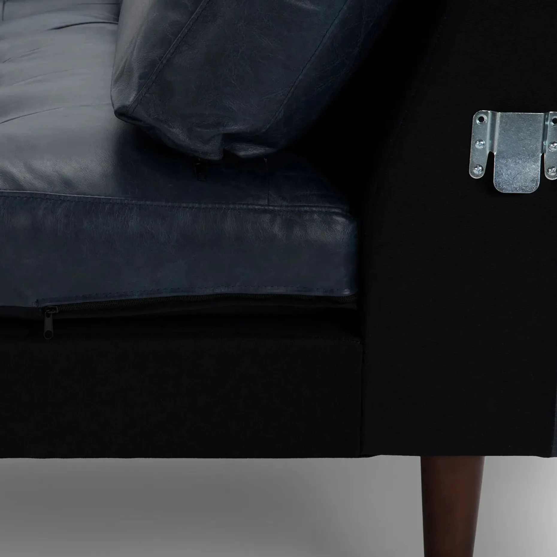 Sven 100" Tufted Leather Left Sectional - Oxford Blue