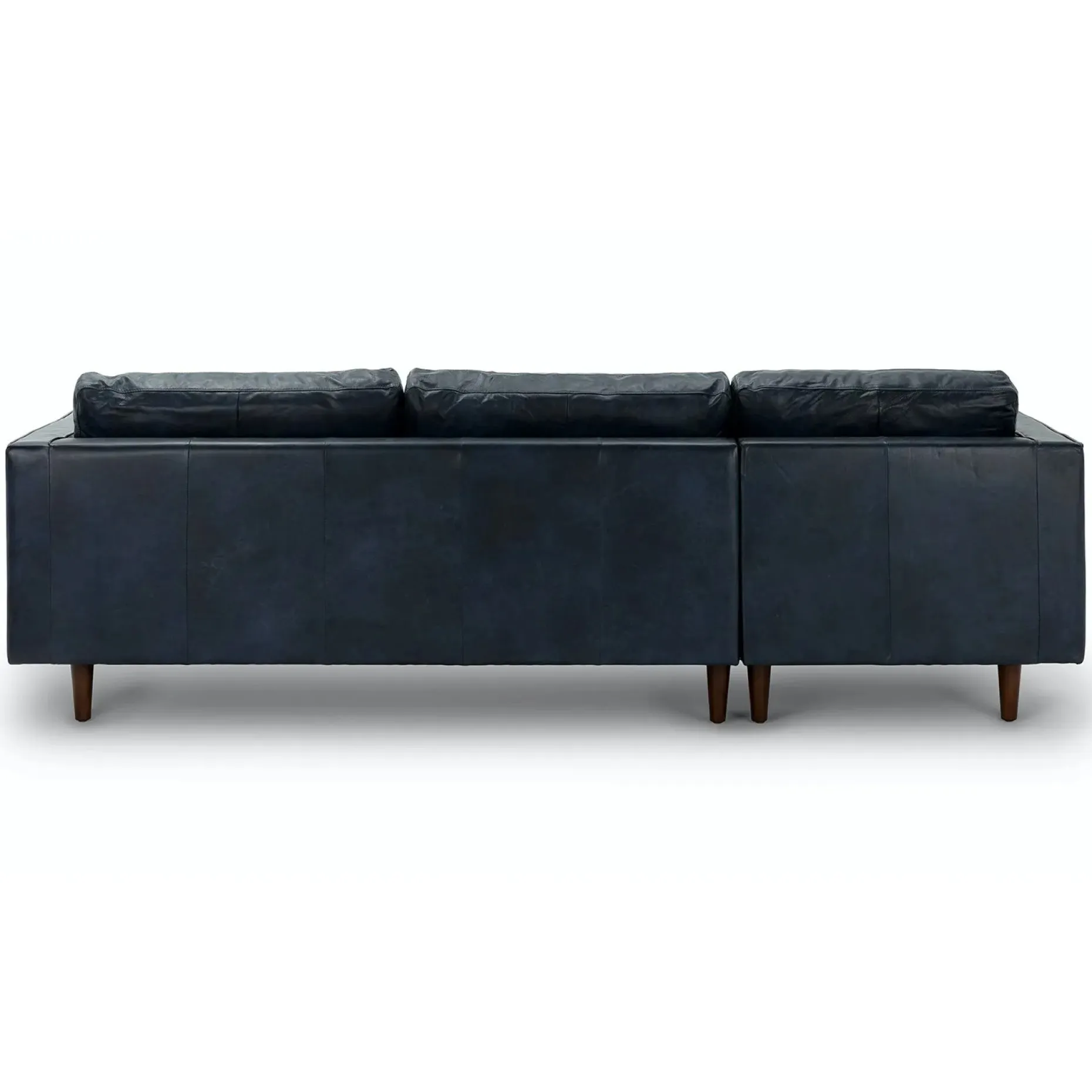 Sven 100" Tufted Leather Left Sectional - Oxford Blue
