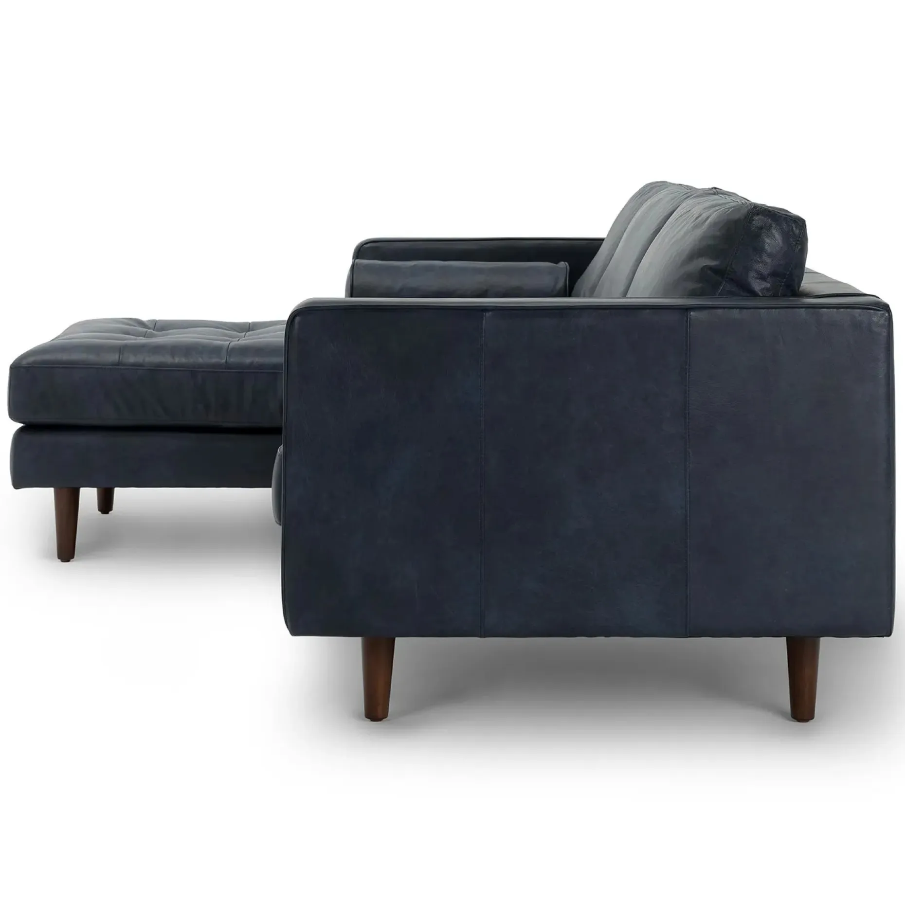 Sven 100" Tufted Leather Left Sectional - Oxford Blue