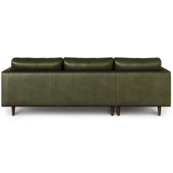 Sven 100" Tufted Leather Left Sectional - Charme Green