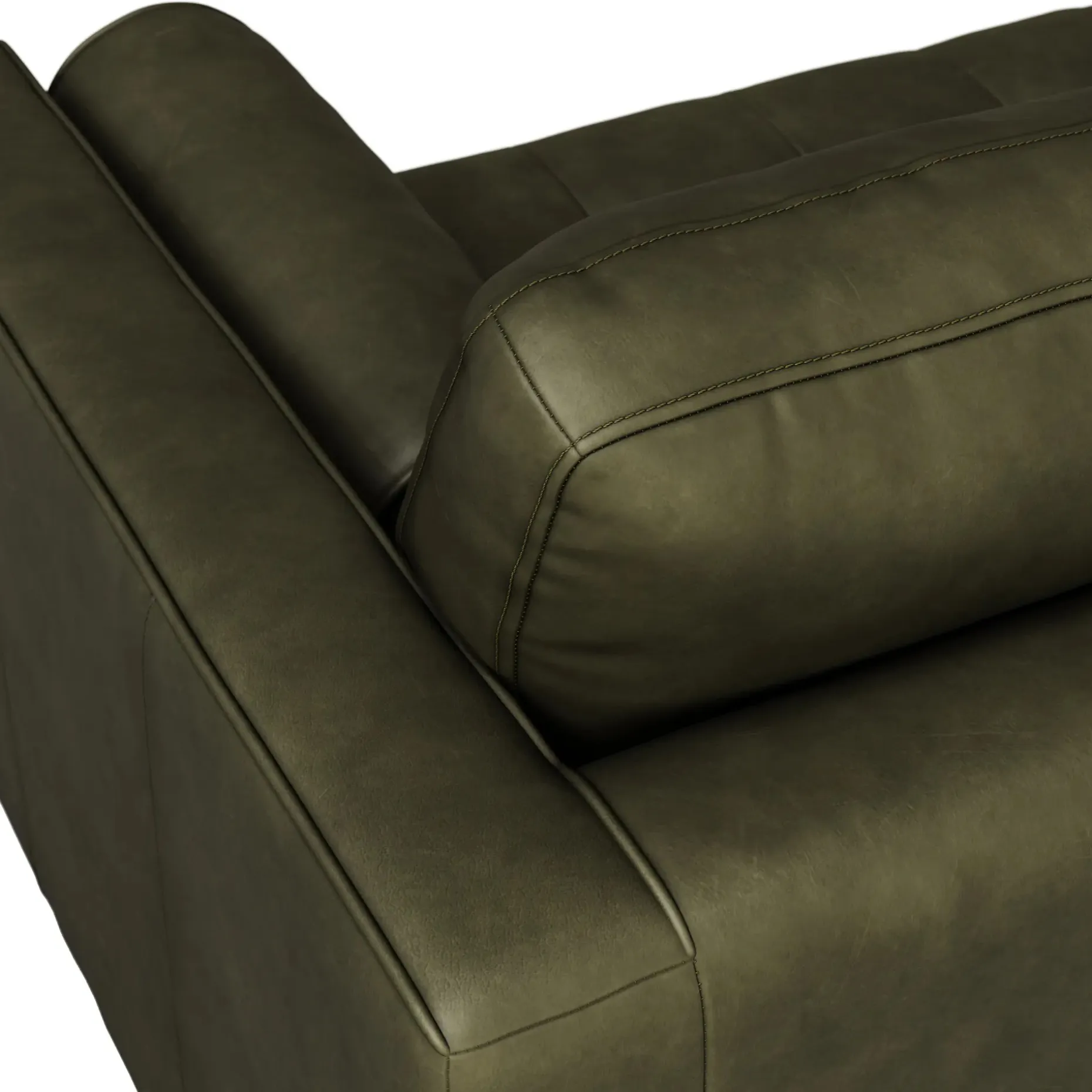 Sven 100" Tufted Leather Left Sectional - Charme Green