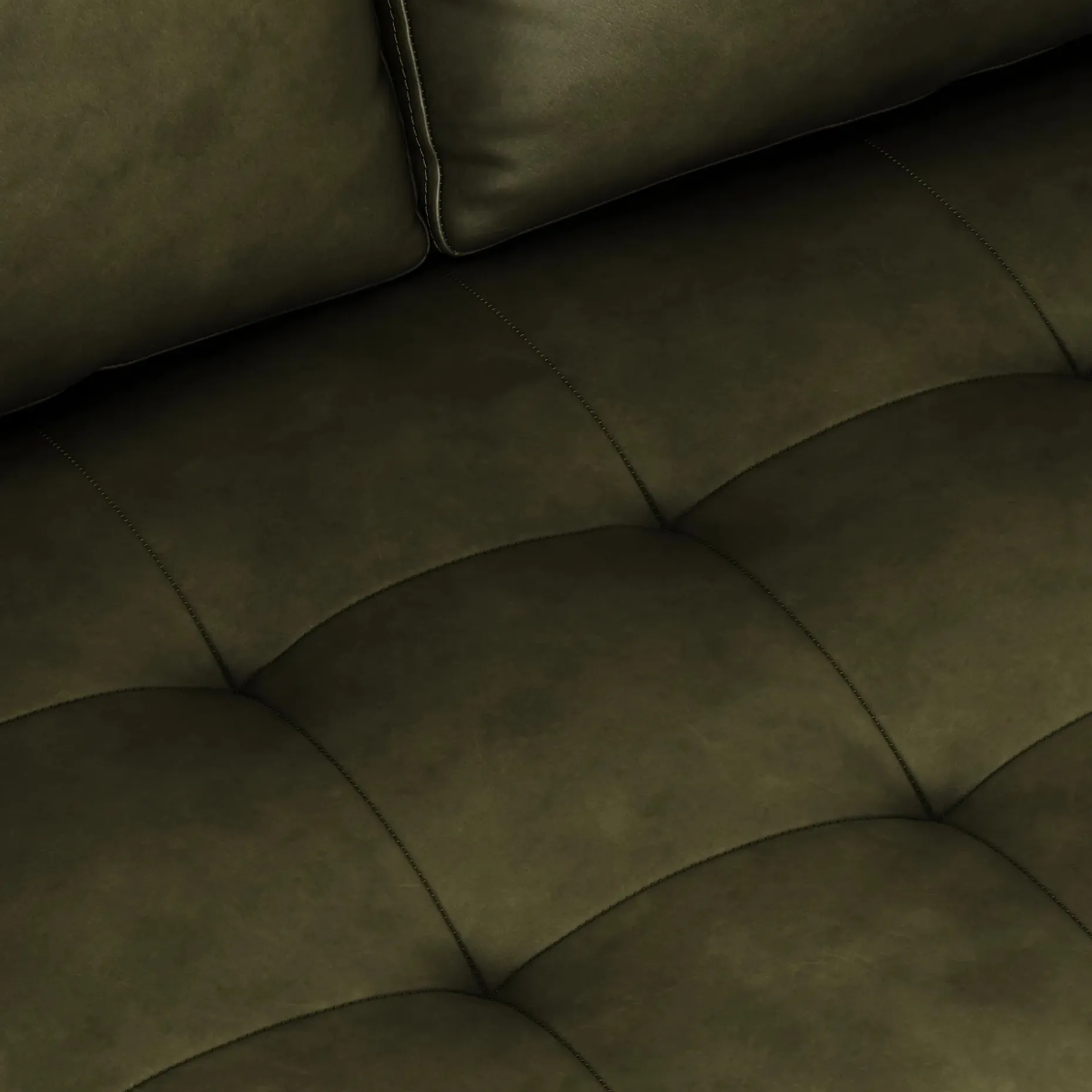 Sven 100" Tufted Leather Left Sectional - Charme Green