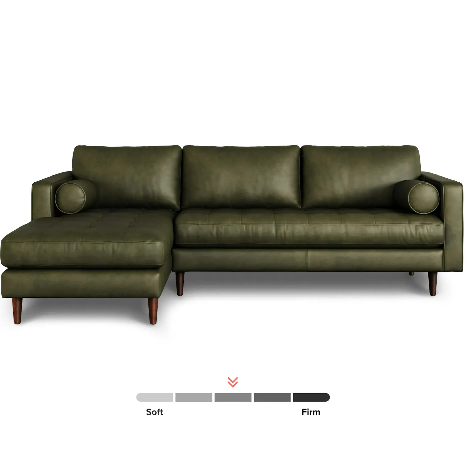 Sven 100" Tufted Leather Left Sectional - Charme Green