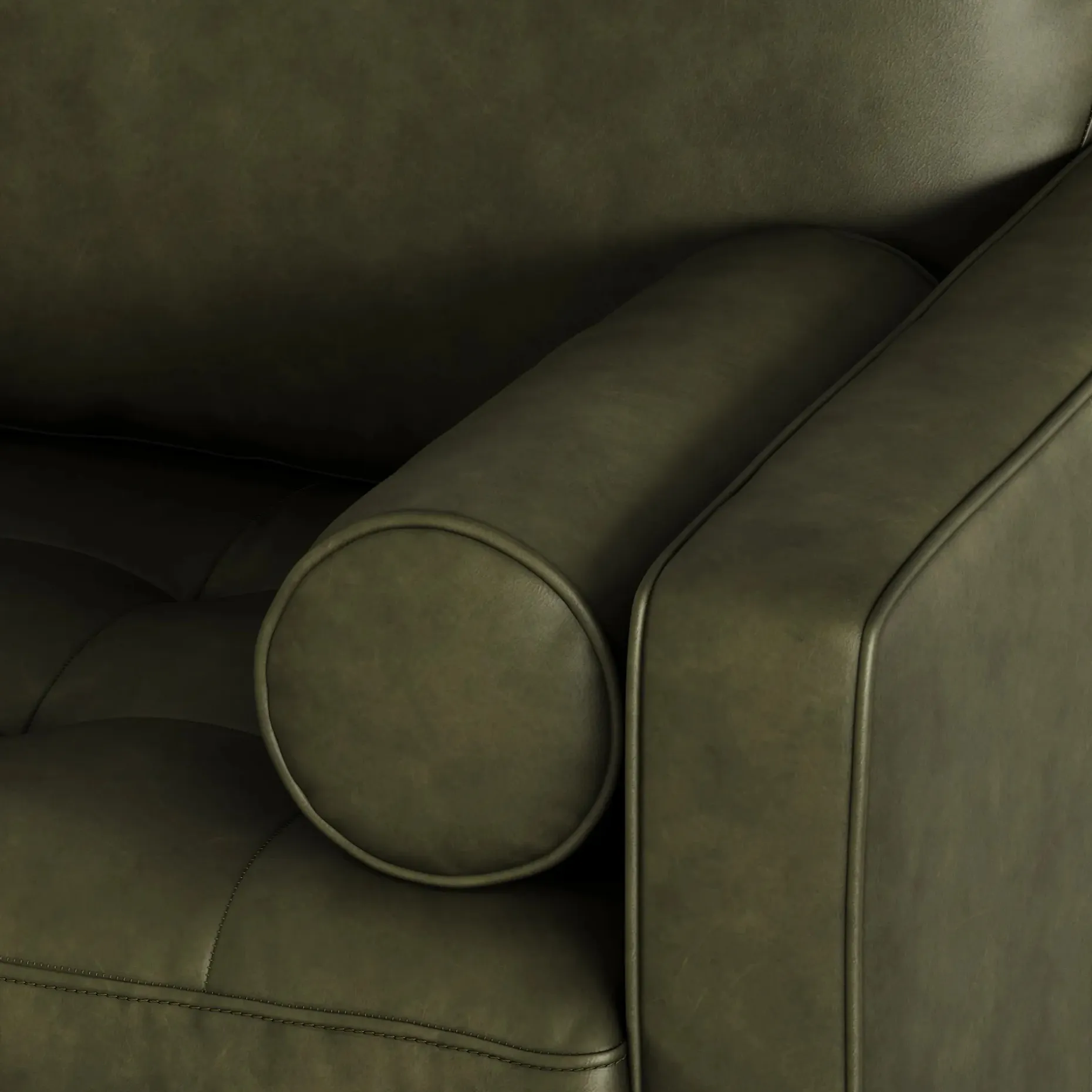 Sven 100" Tufted Leather Left Sectional - Charme Green