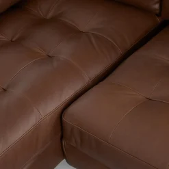 Sven 100" Tufted Leather Left Sectional - Charme Chocolat