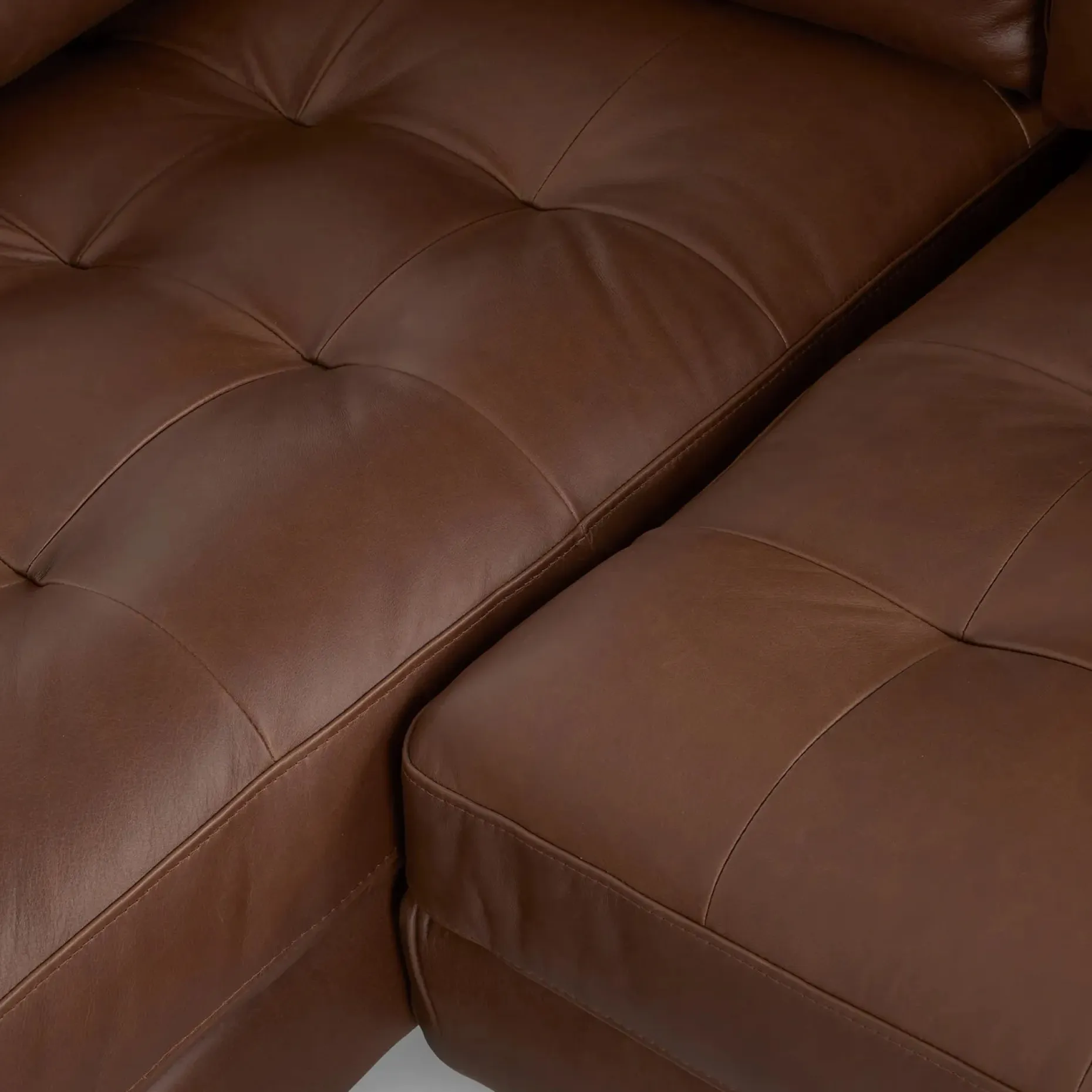 Sven 100" Tufted Leather Left Sectional - Charme Chocolat