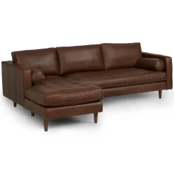 Sven 100" Tufted Leather Left Sectional - Charme Chocolat