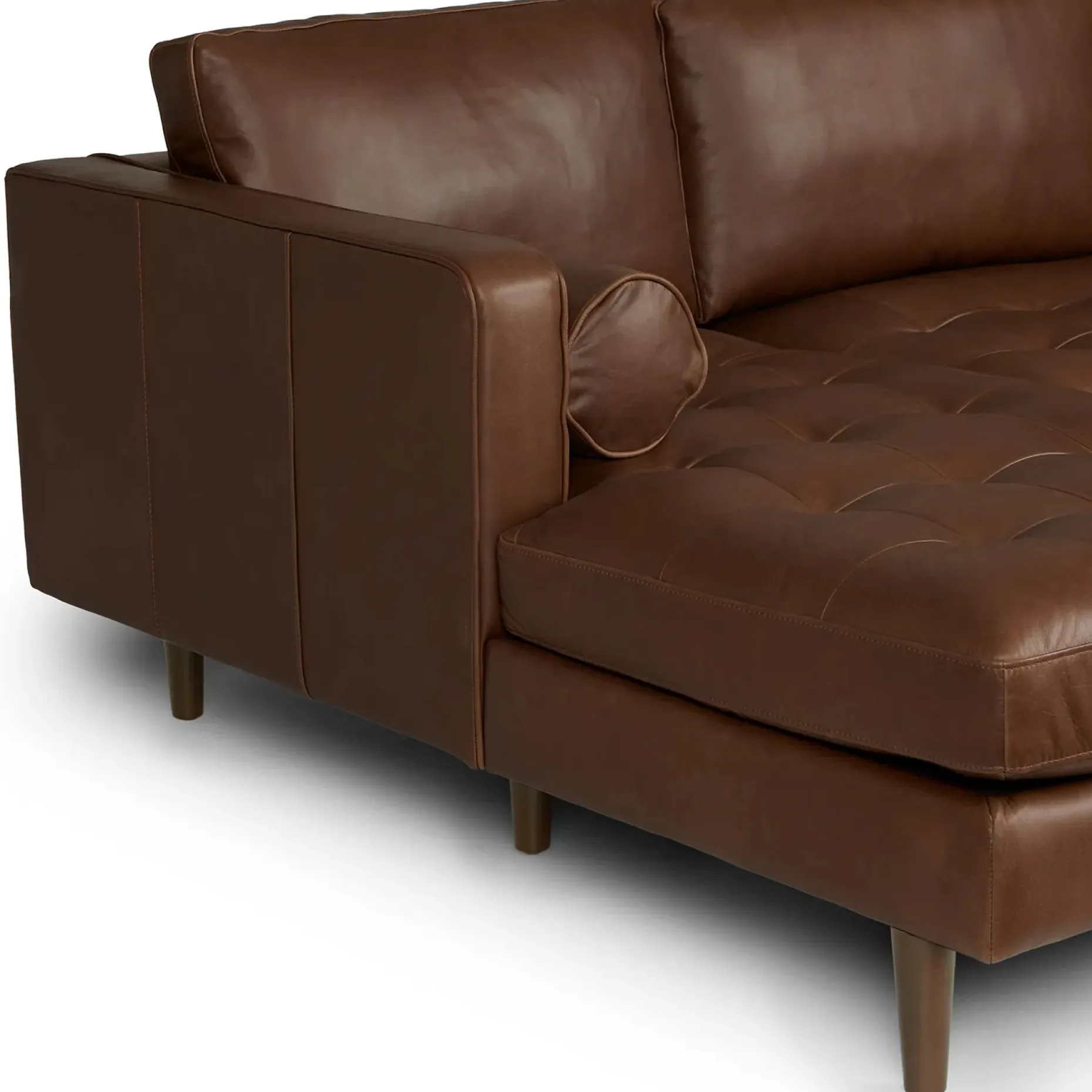Sven 100" Tufted Leather Left Sectional - Charme Chocolat
