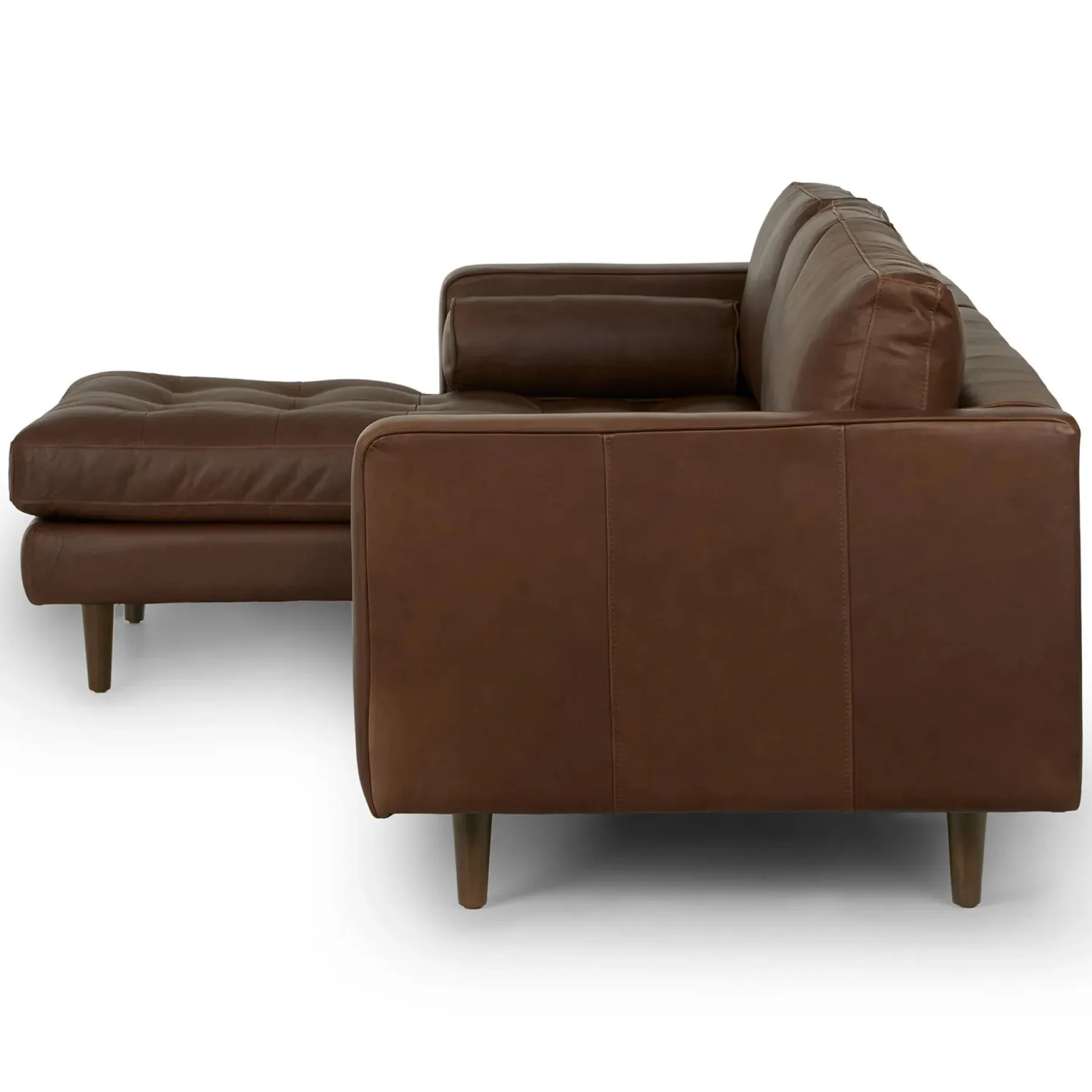 Sven 100" Tufted Leather Left Sectional - Charme Chocolat