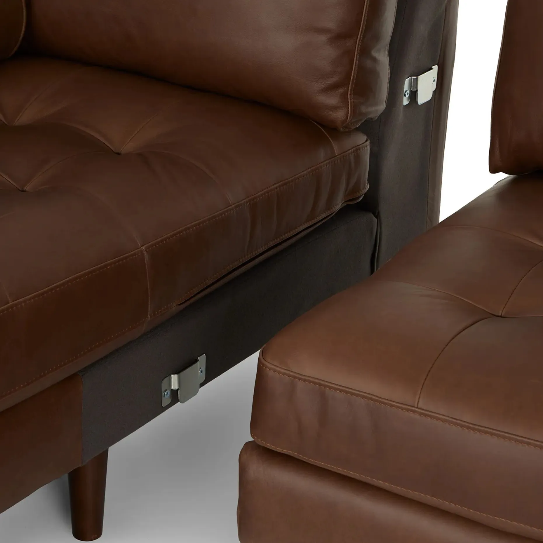 Sven 100" Tufted Leather Left Sectional - Charme Chocolat