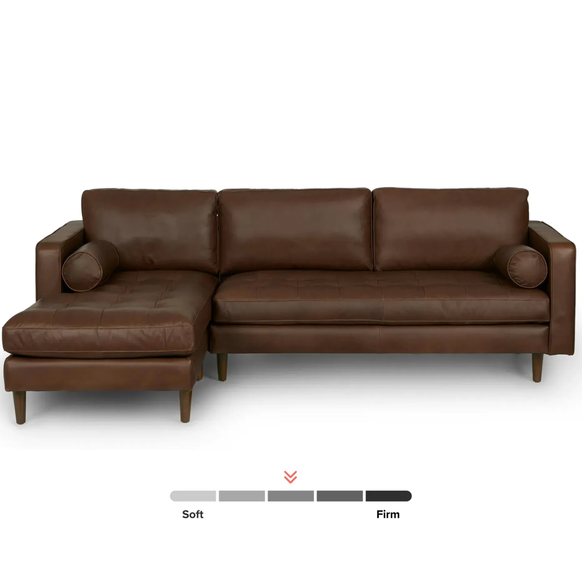Sven 100" Tufted Leather Left Sectional - Charme Chocolat