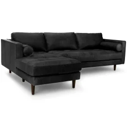 Sven 100" Tufted Leather Left Sectional - Oxford Black
