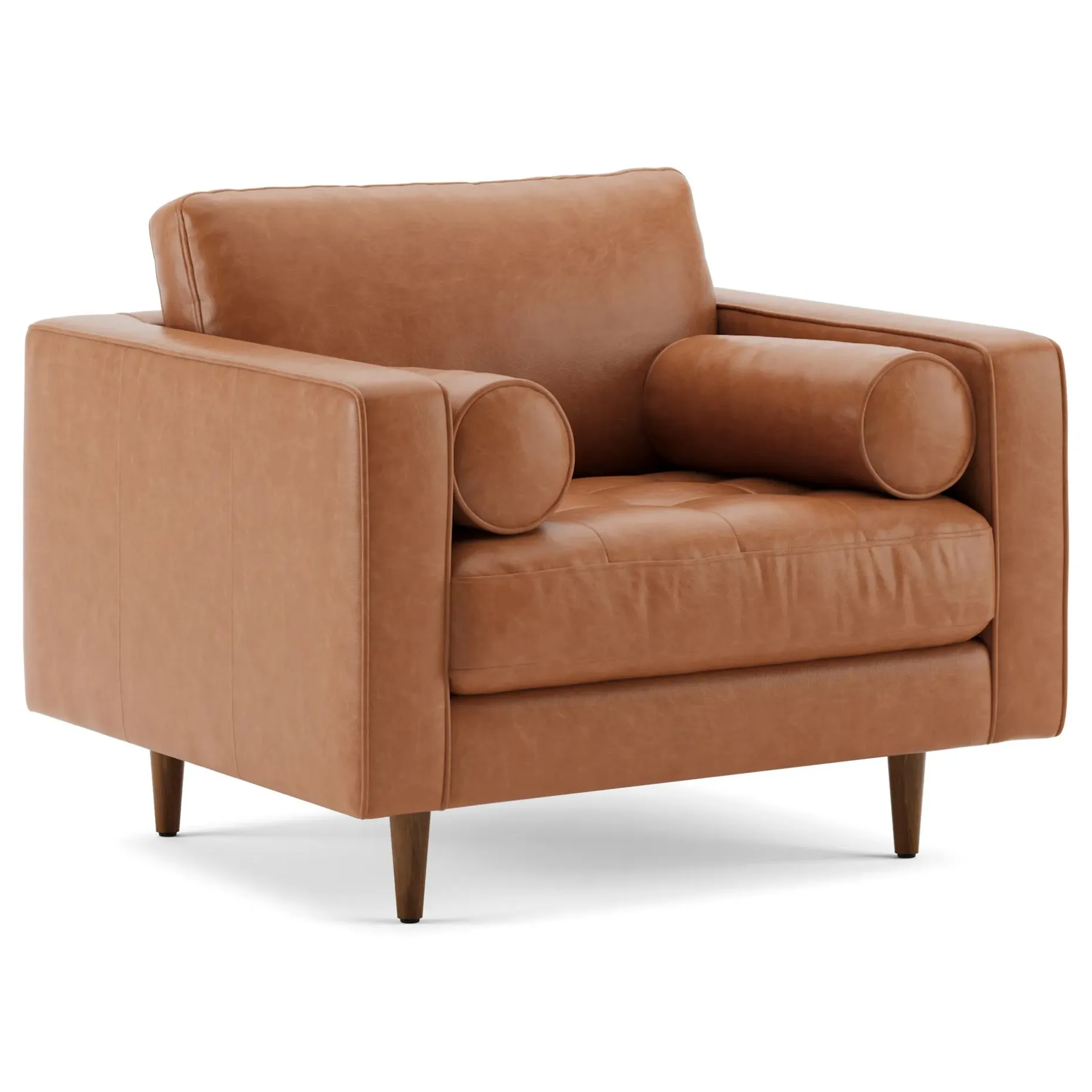 Sven 42" Tufted Leather Lounge Chair - Salerno Tan